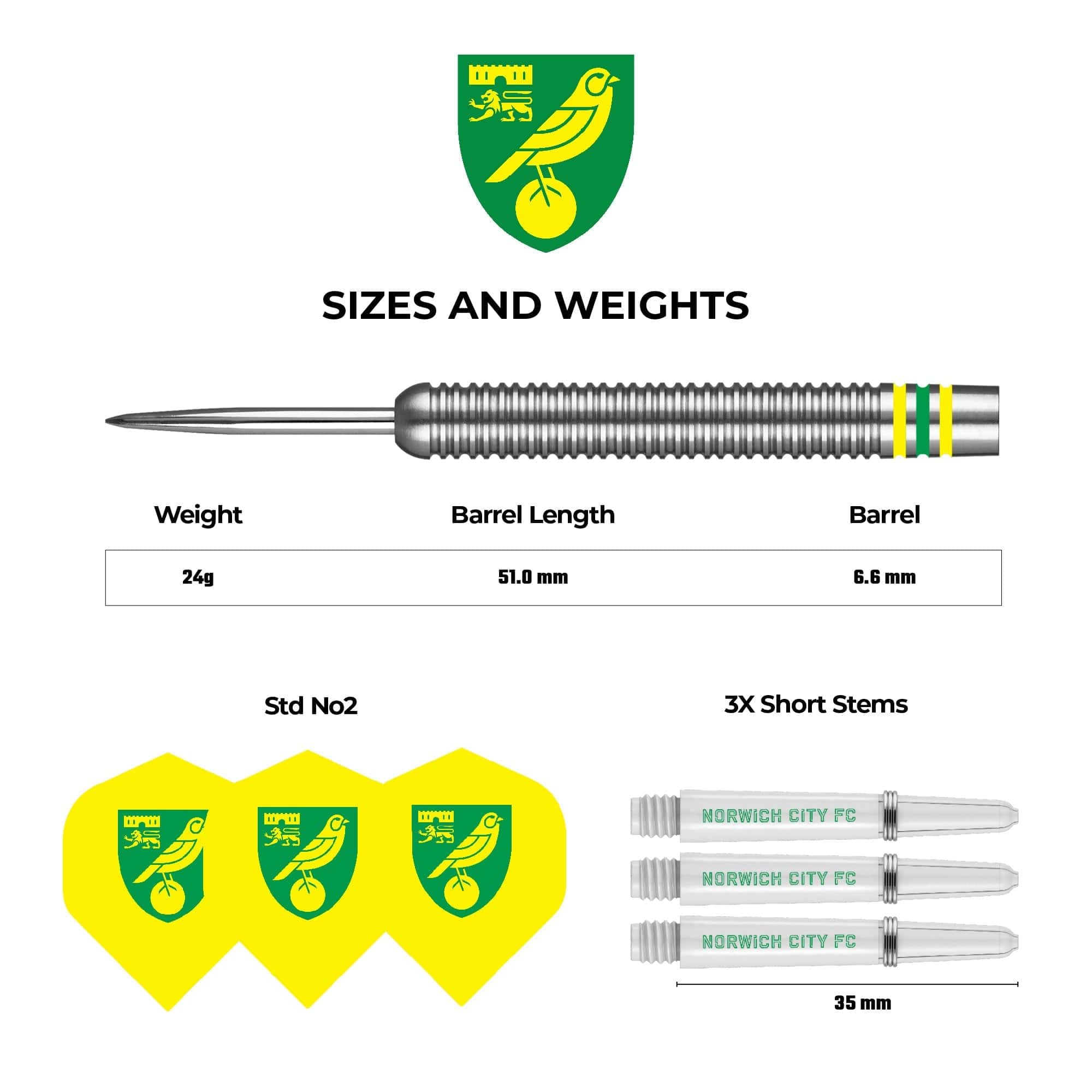 Norwich City FC - Official Licensed - The Canaries - Steel Tip Darts - Tungsten - 24g - Image 4