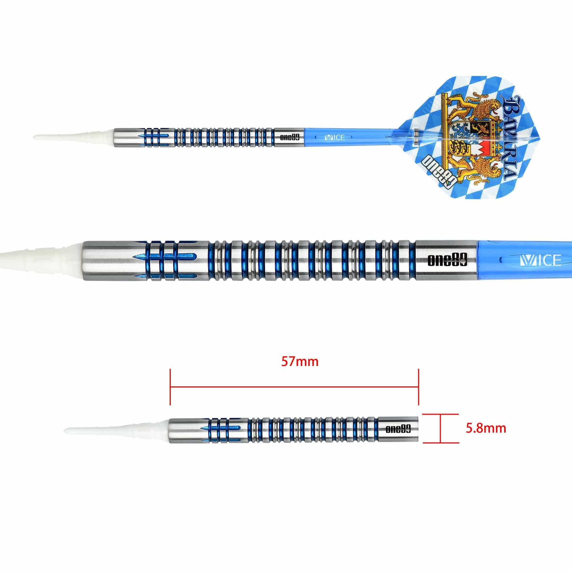 One80 Bavaria Ultra Long Darts - Soft Tip - S01 - Blue - Image 3