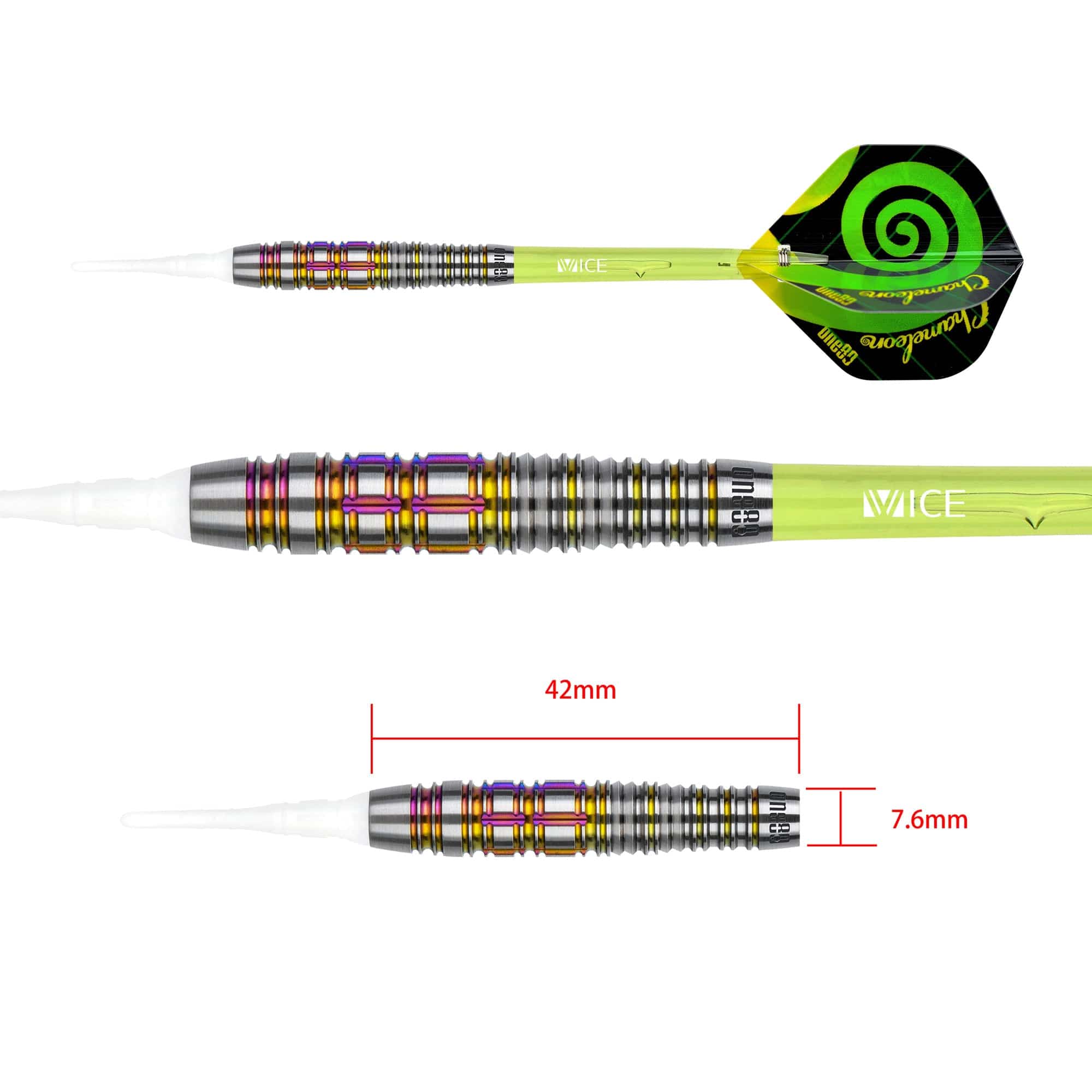 One80 Chameleon Darts - Soft Tip - Emerald - 20g - Image 3