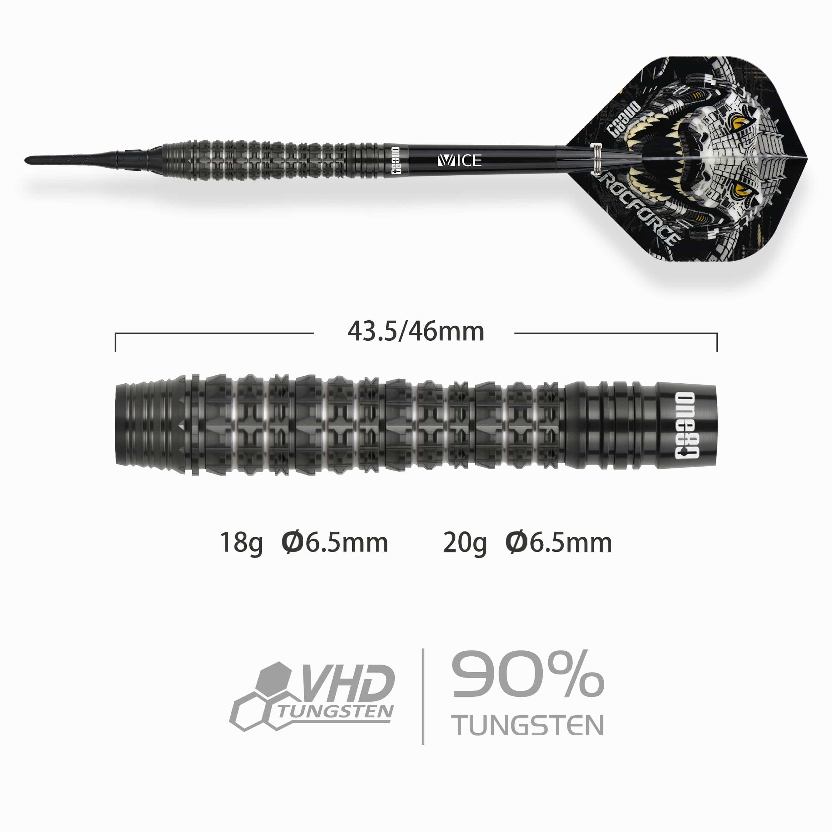 One80 Crocforce Darts - Soft Tip - 90% Tungsten - CF3 - Image 2