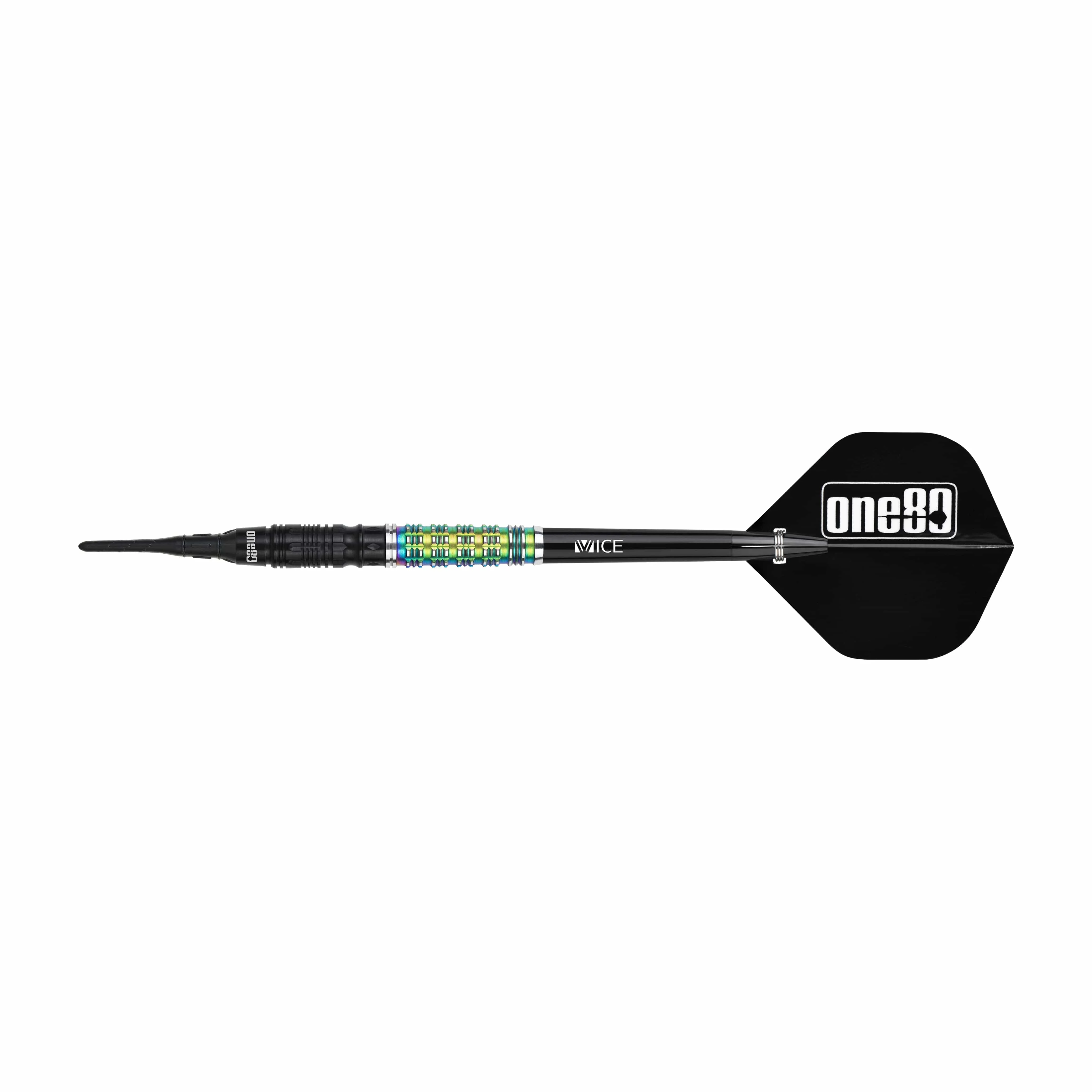 One80 Desmond Chin Darts - Soft Tip - 90% Tungsten - V2 - Black & Rainbow - 20g - Image 5