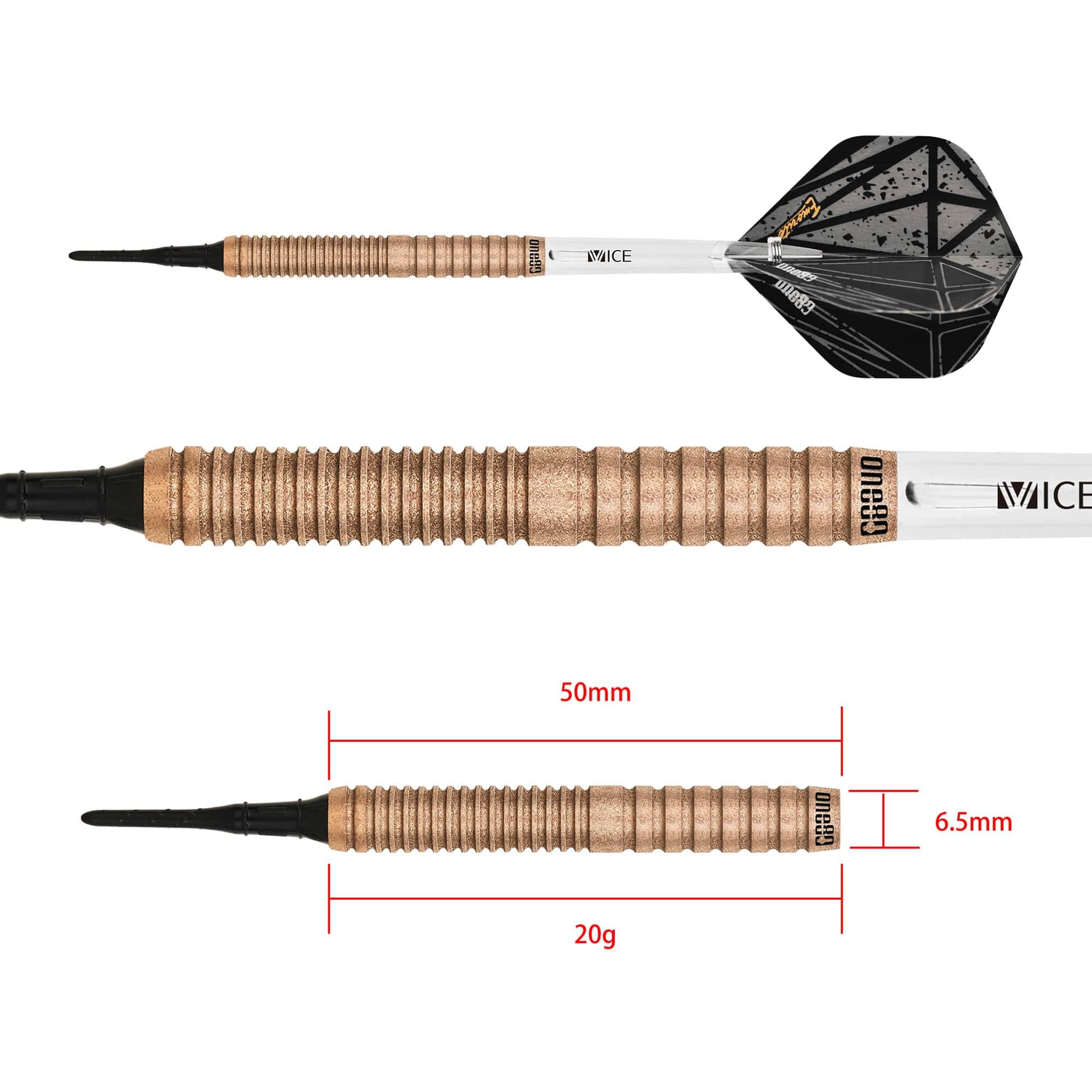 One80 Emorite 02 Darts - Soft Tip - 90% Tungsten - Rose Gold - Image 6