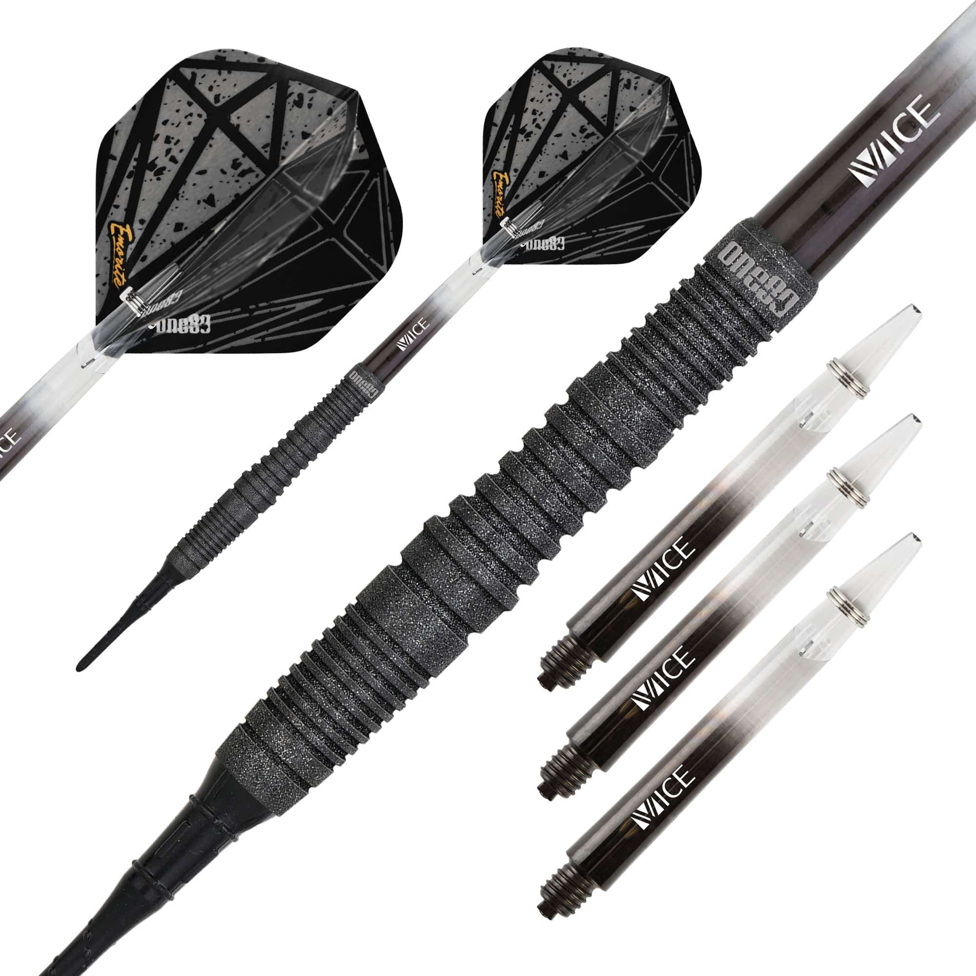 One80 Emorite 03 Darts - Soft Tip - 90% Tungsten - Black - Image 2