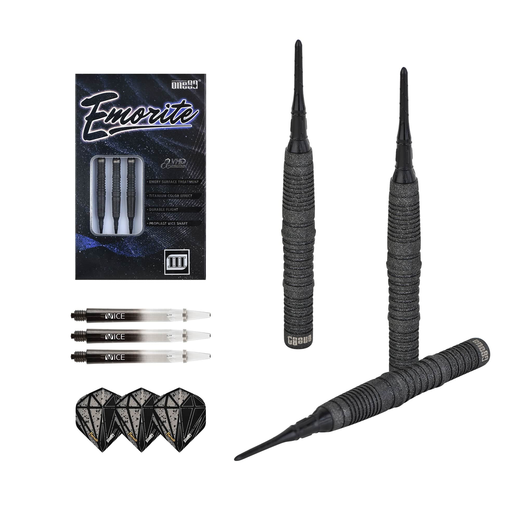 One80 Emorite 03 Darts - Soft Tip - 90% Tungsten - Black - Image 8