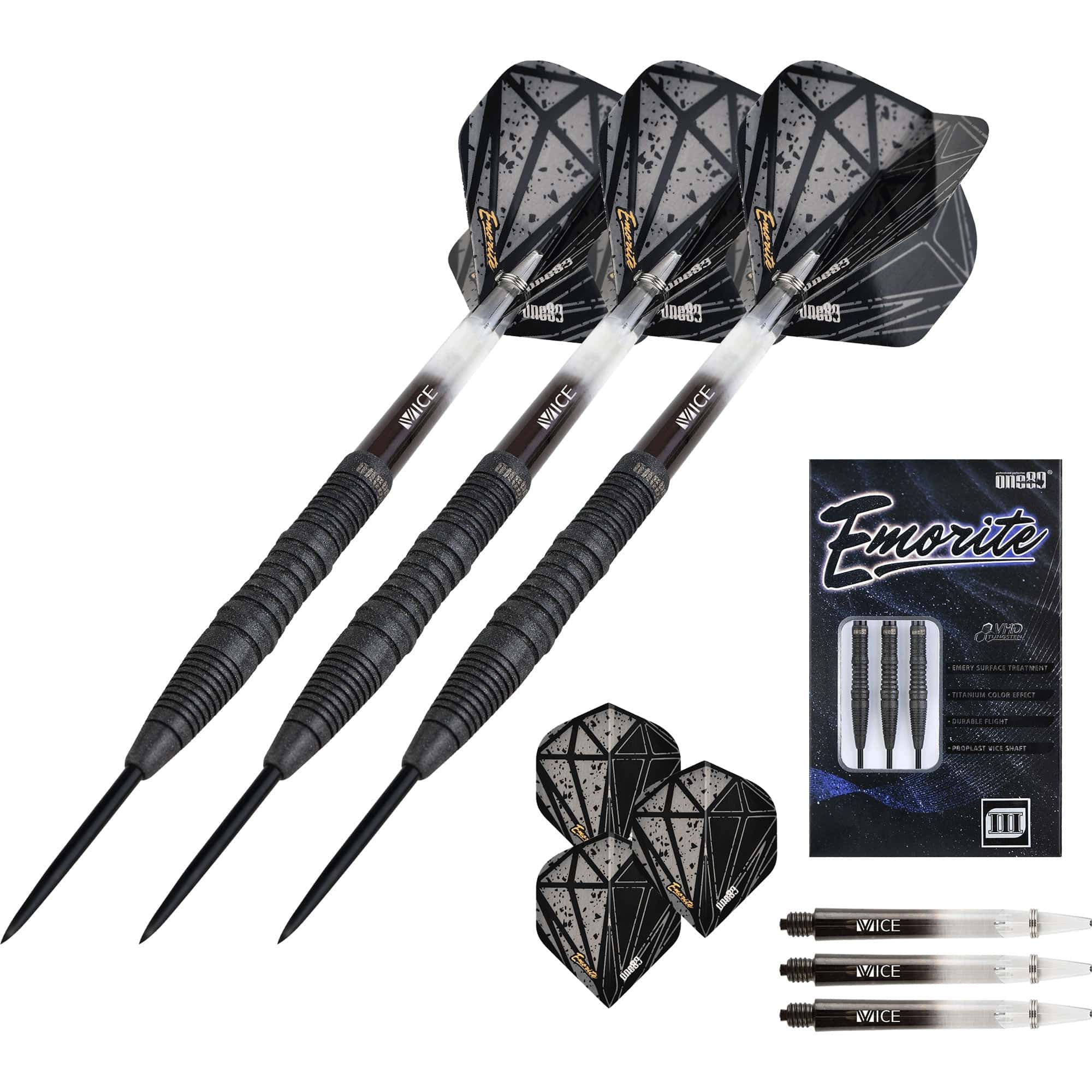 One80 Emorite 03 Darts - Steel Tip - 90% Tungsten - Black - Image 7