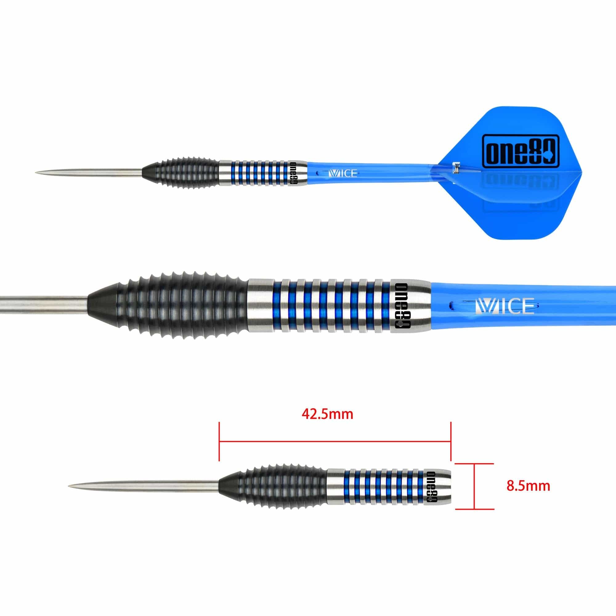 One80 Gary Stone Darts - Steel Tip - Black & Blue - Image 3