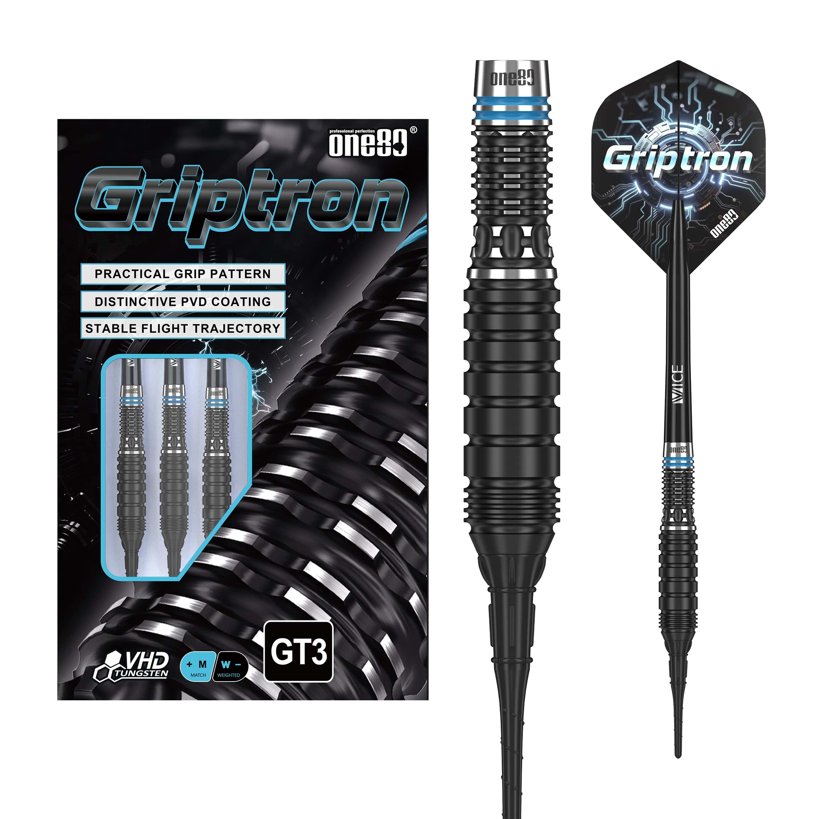 One80 Griptron Darts - Soft Tip - 90% Tungsten - GT3