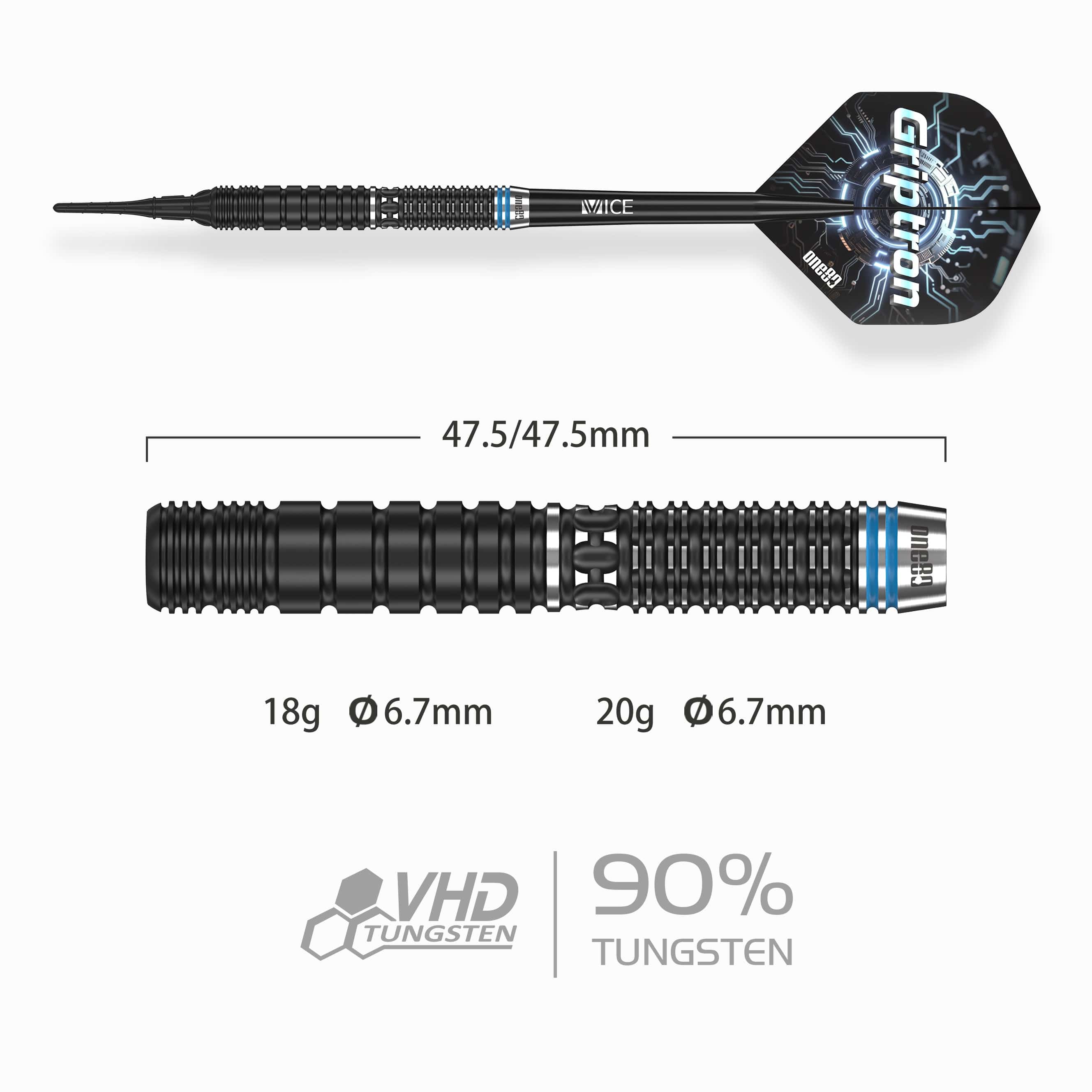 One80 Griptron Darts - Soft Tip - 90% Tungsten - GT4 - Image 2