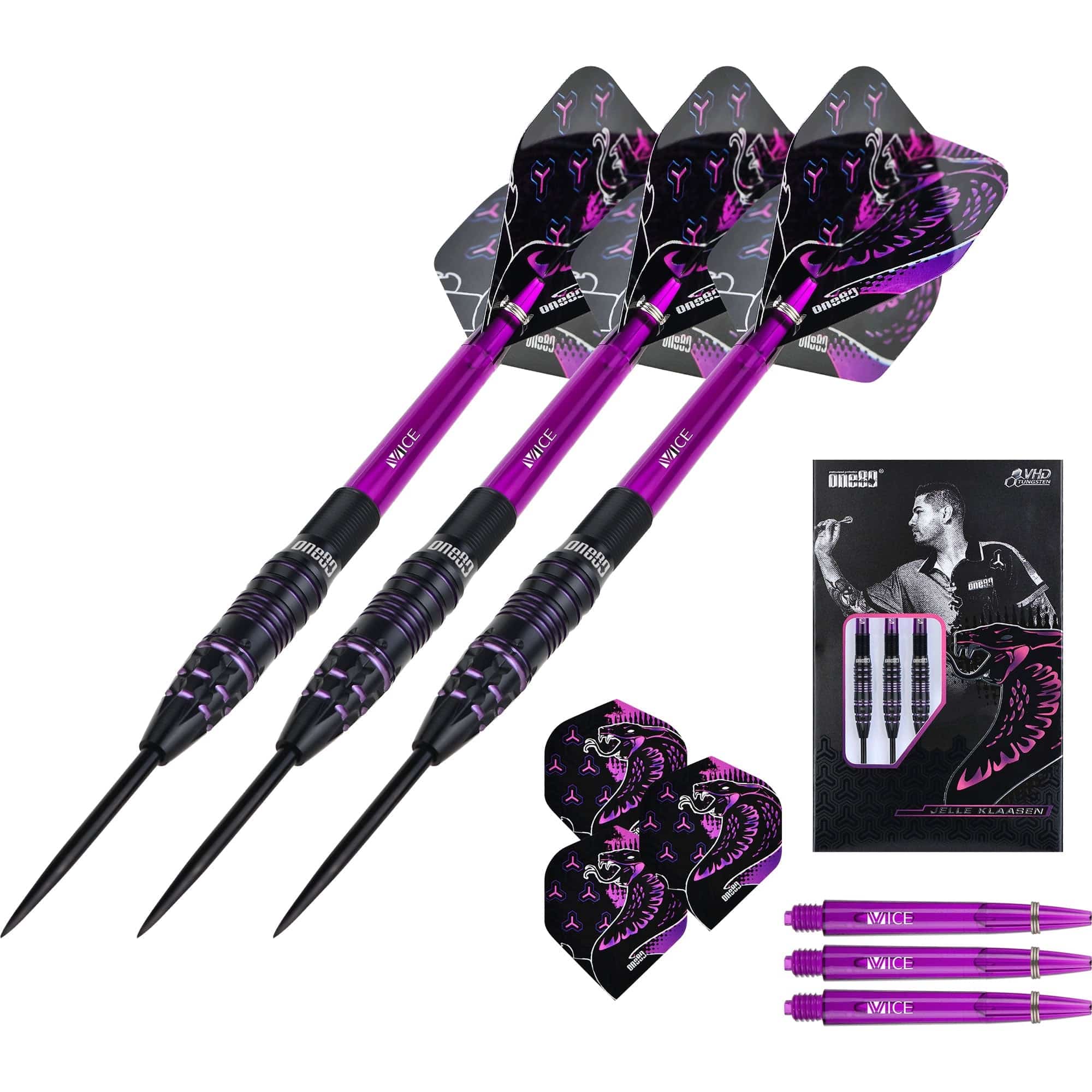 One80 Jelle Klaasen VHD Darts - Steel Tip - The Cobra - Black - Image 6