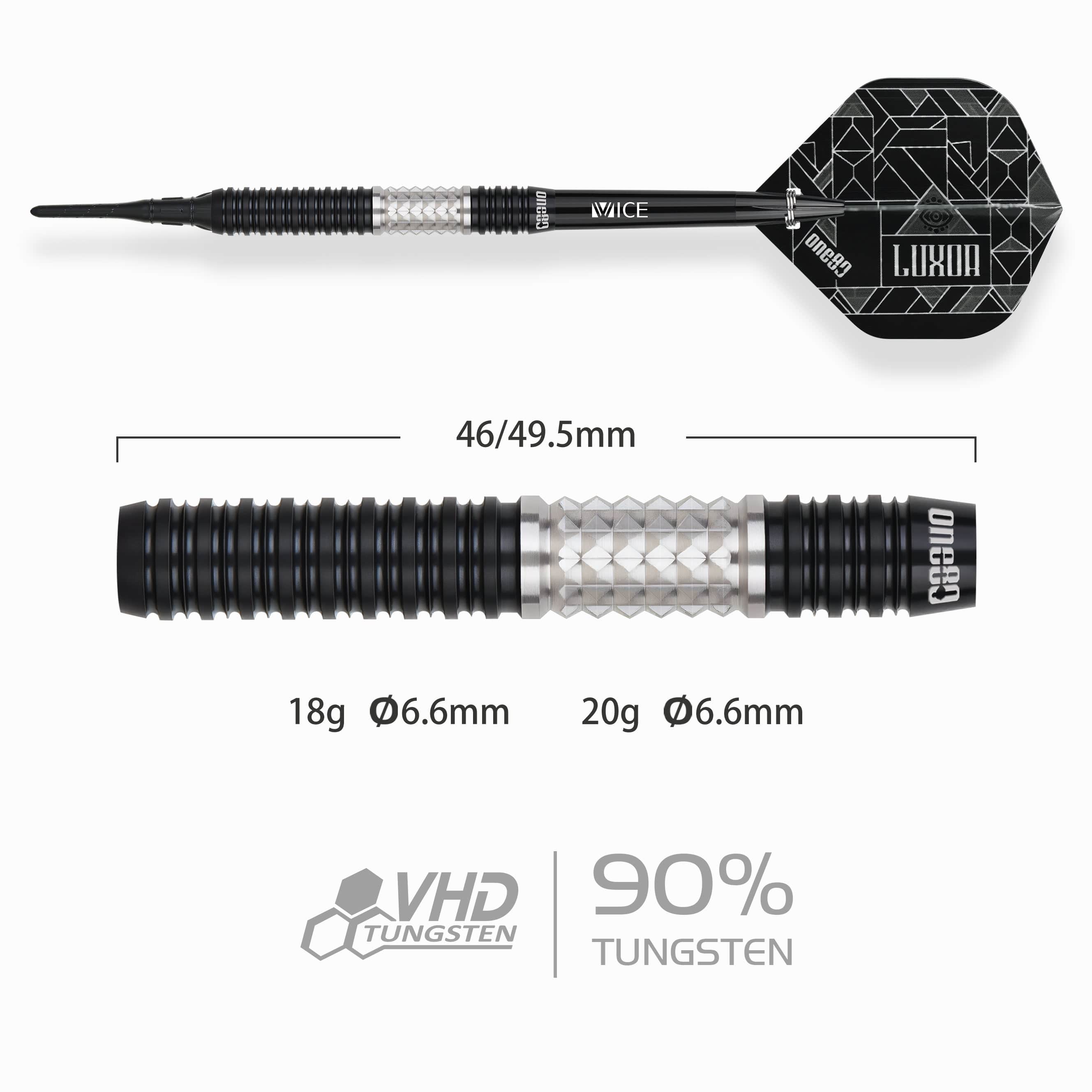 One80 Luxor II Darts - Soft Tip -90% Tungsten - Iota - Image 2
