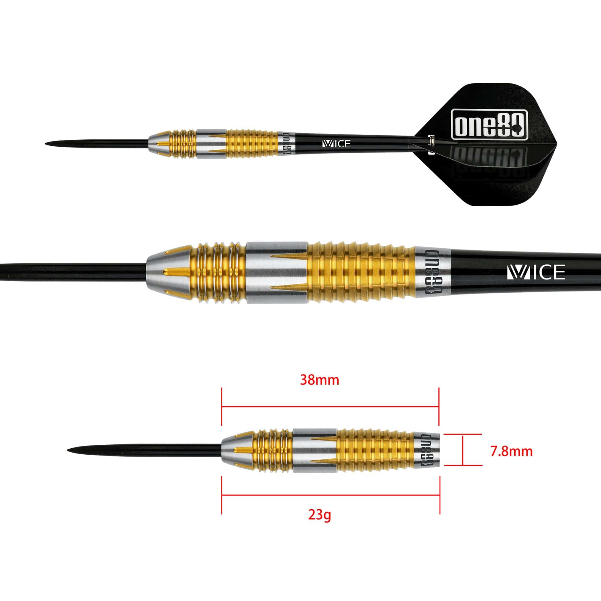 One80 Peter Machin Darts - Steel Tip - Signature - V2 - Gold - 23g - Image 3