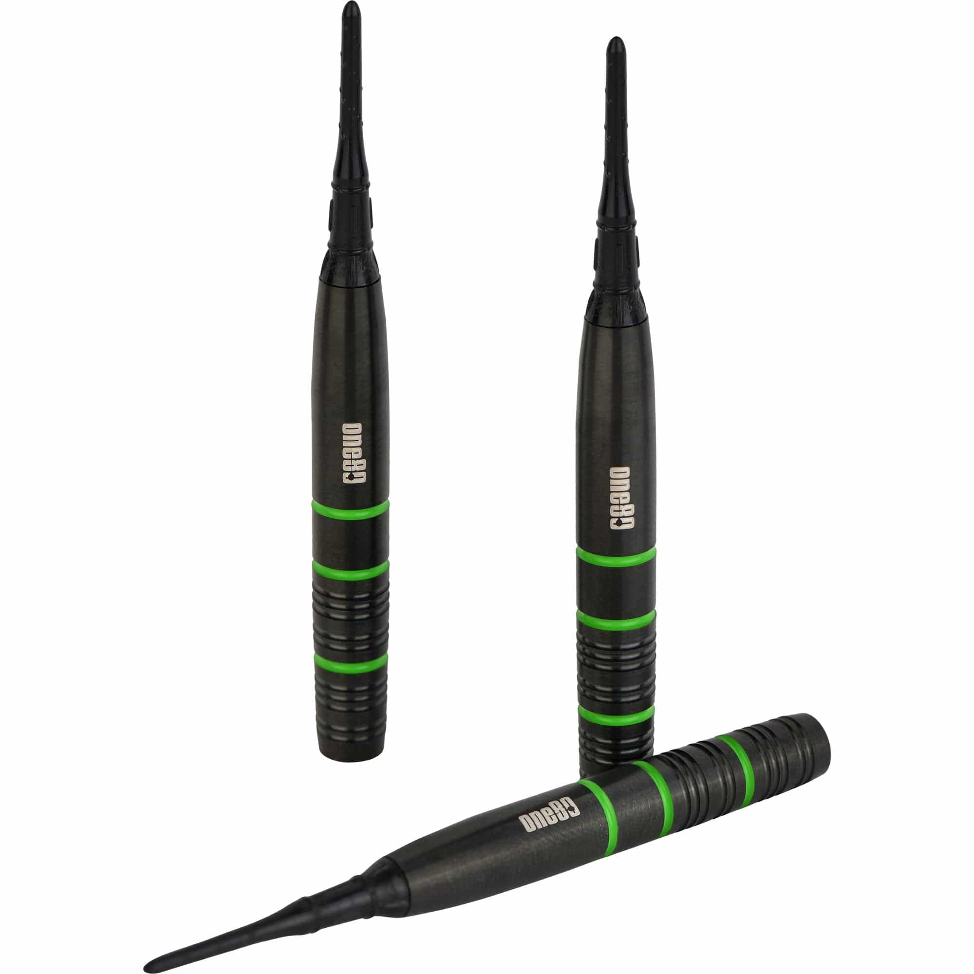 One80 Raise B Darts - Soft Tip - Black - Green Rings - Image 3