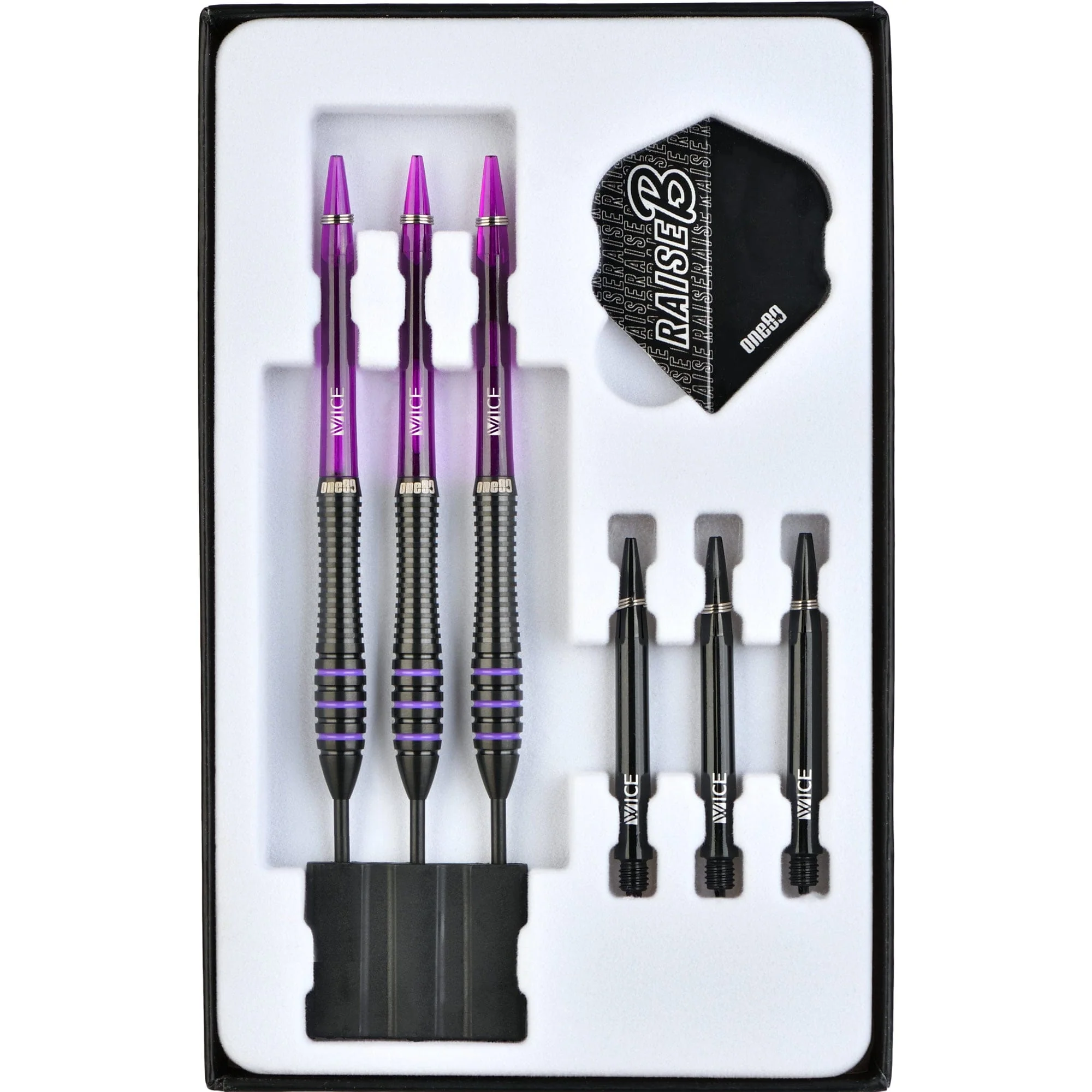 One80 Raise B Darts - Steel Tip - Black - Purple Rings - Image 6