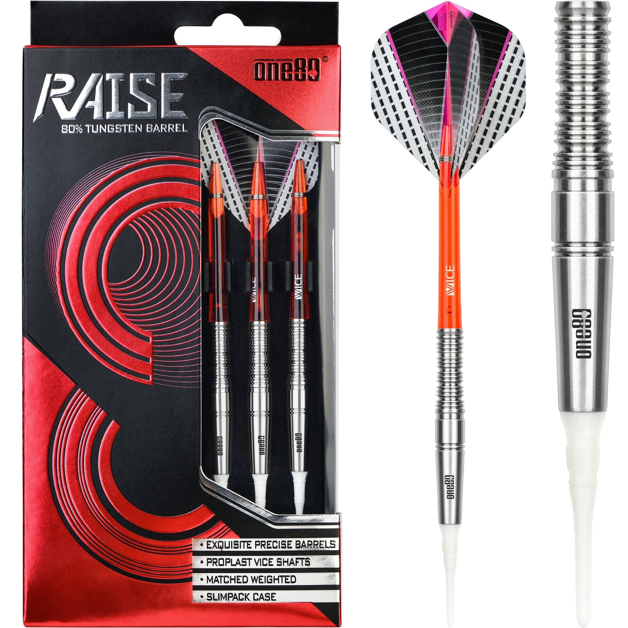 One80 Raise MT Darts - Soft Tip - Ringed