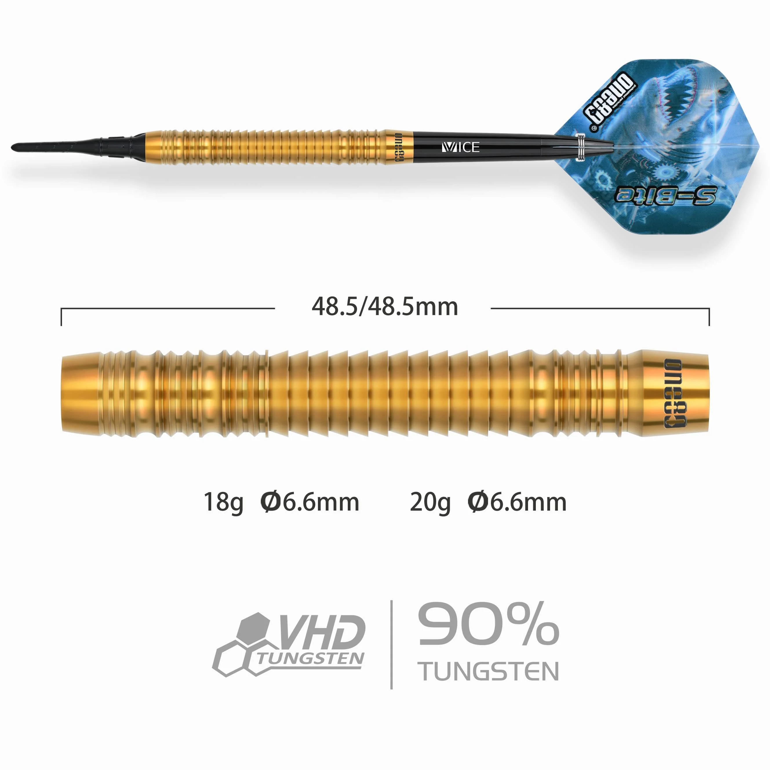 One80 S-Bite Darts - Soft Tip - 90% Tungsten - S-B3 - Image 2