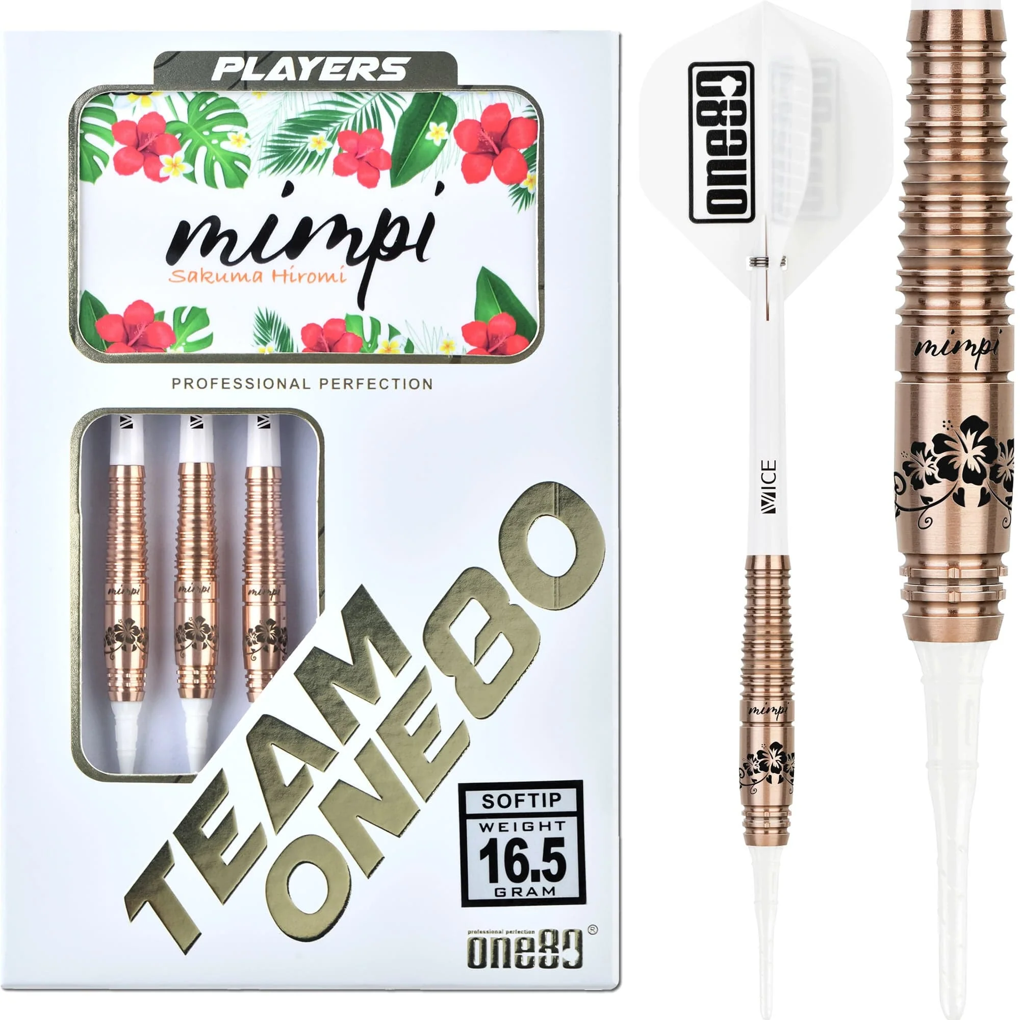 One80 Sakuma Hiromi Darts - Soft Tip - Mimpi - Signature - Rose Gold - 16.5g