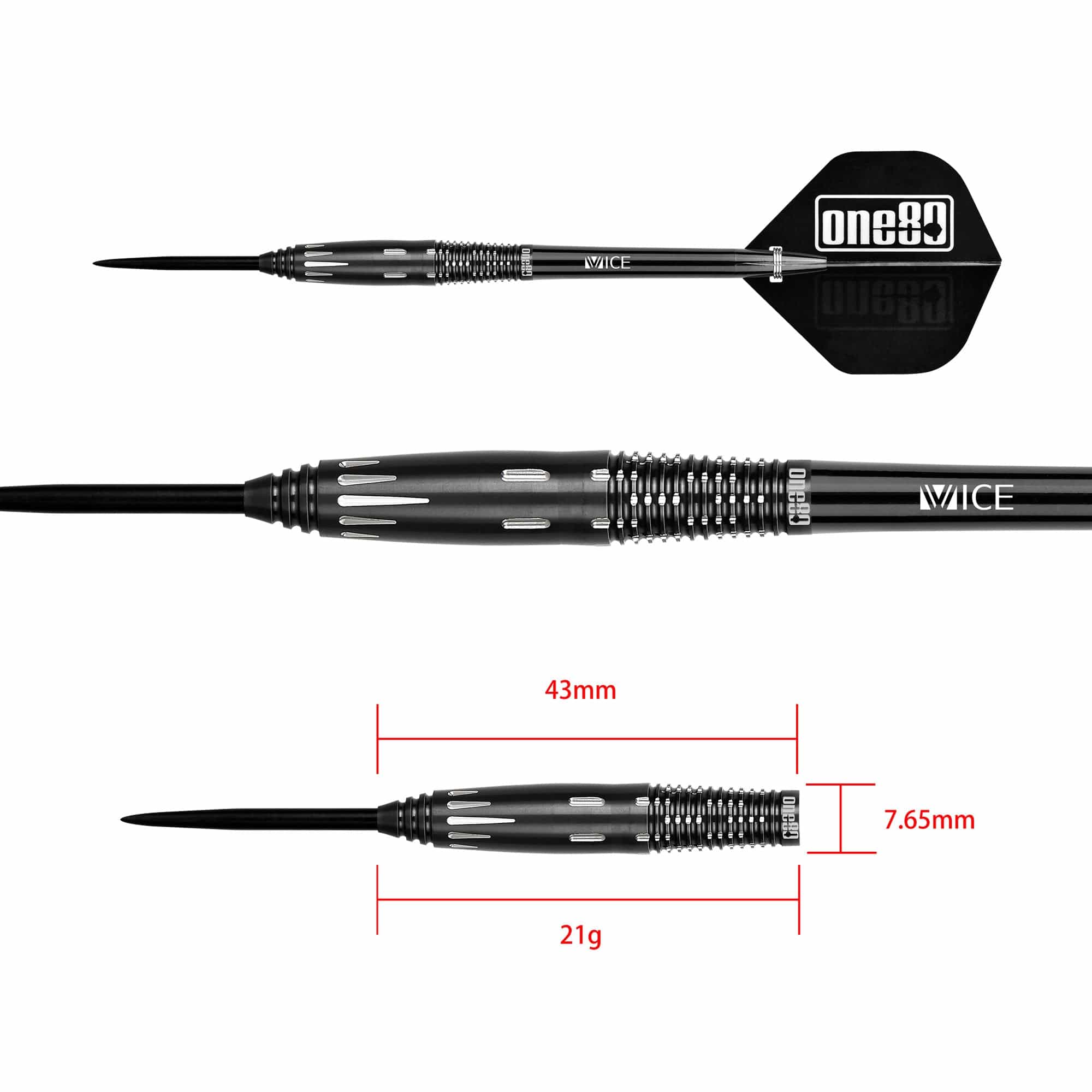 One80 Saori Miymoto Darts - Steel Tip - Rafale - Signature - Black - 21g - Image 3