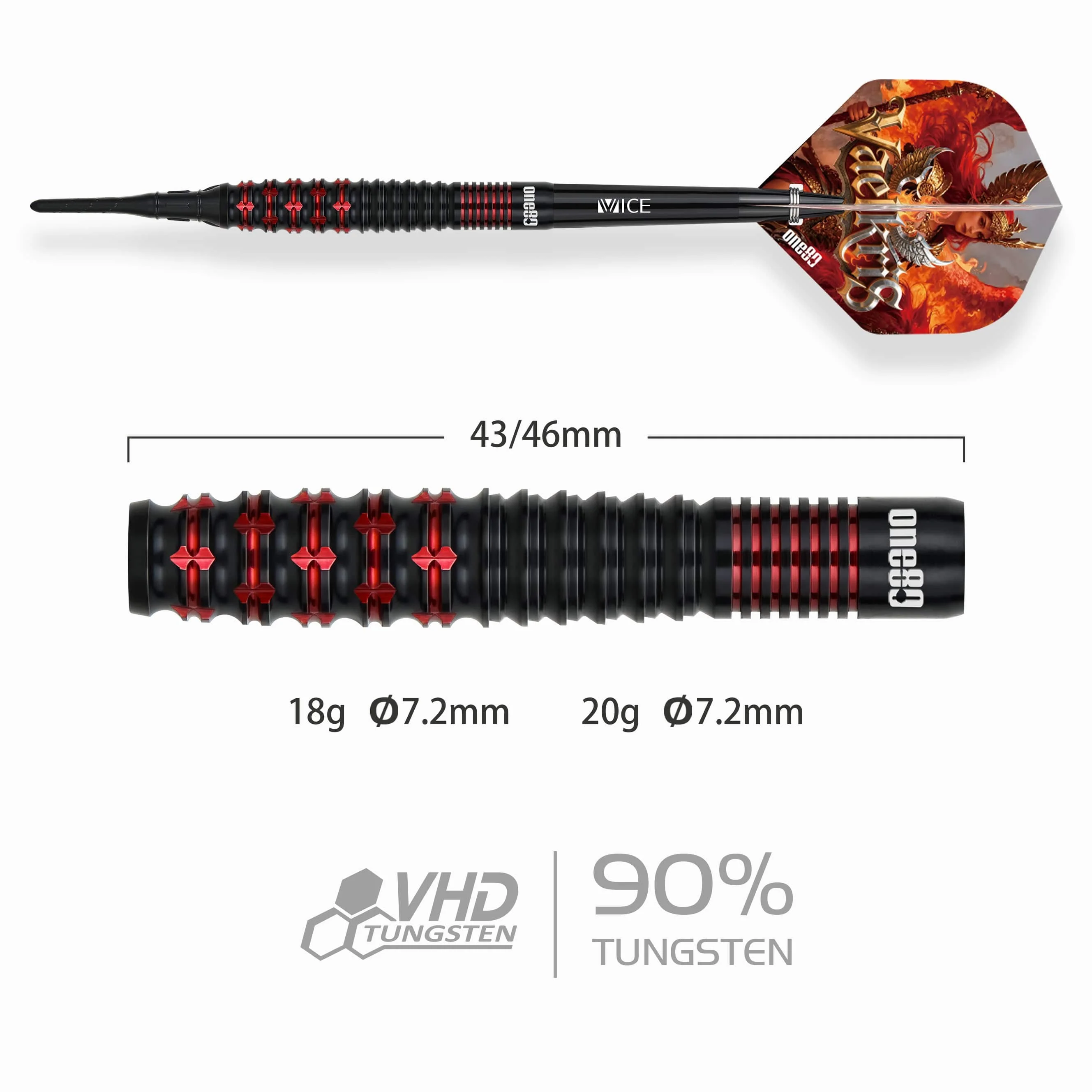 One80 Vaelkris Darts - Soft Tip - 90% Tungsten - V03 - 18g - Image 2