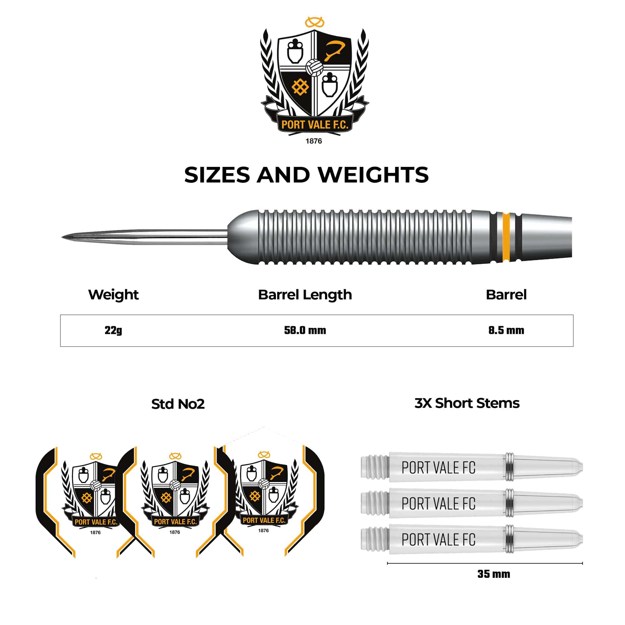 Port Vale FC - Official Licensed - The Valiants - Steel Tip Darts - Brass - 22g - Image 4