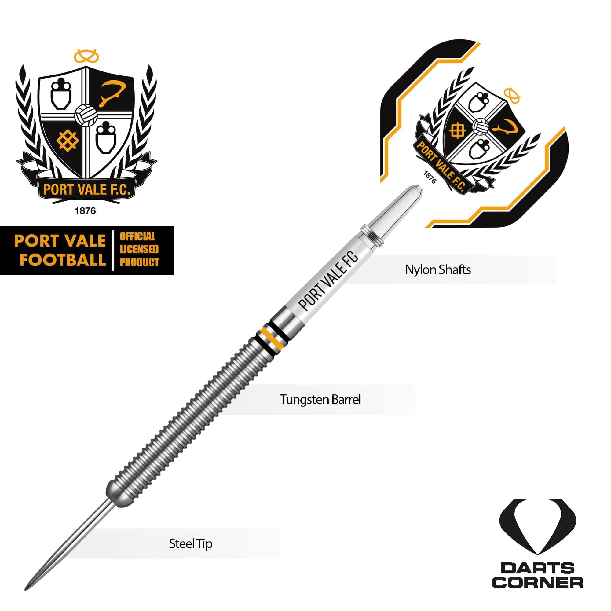 Port Vale FC - Official Licensed - The Valiants - Steel Tip Darts - Tungsten - 24g - Image 3