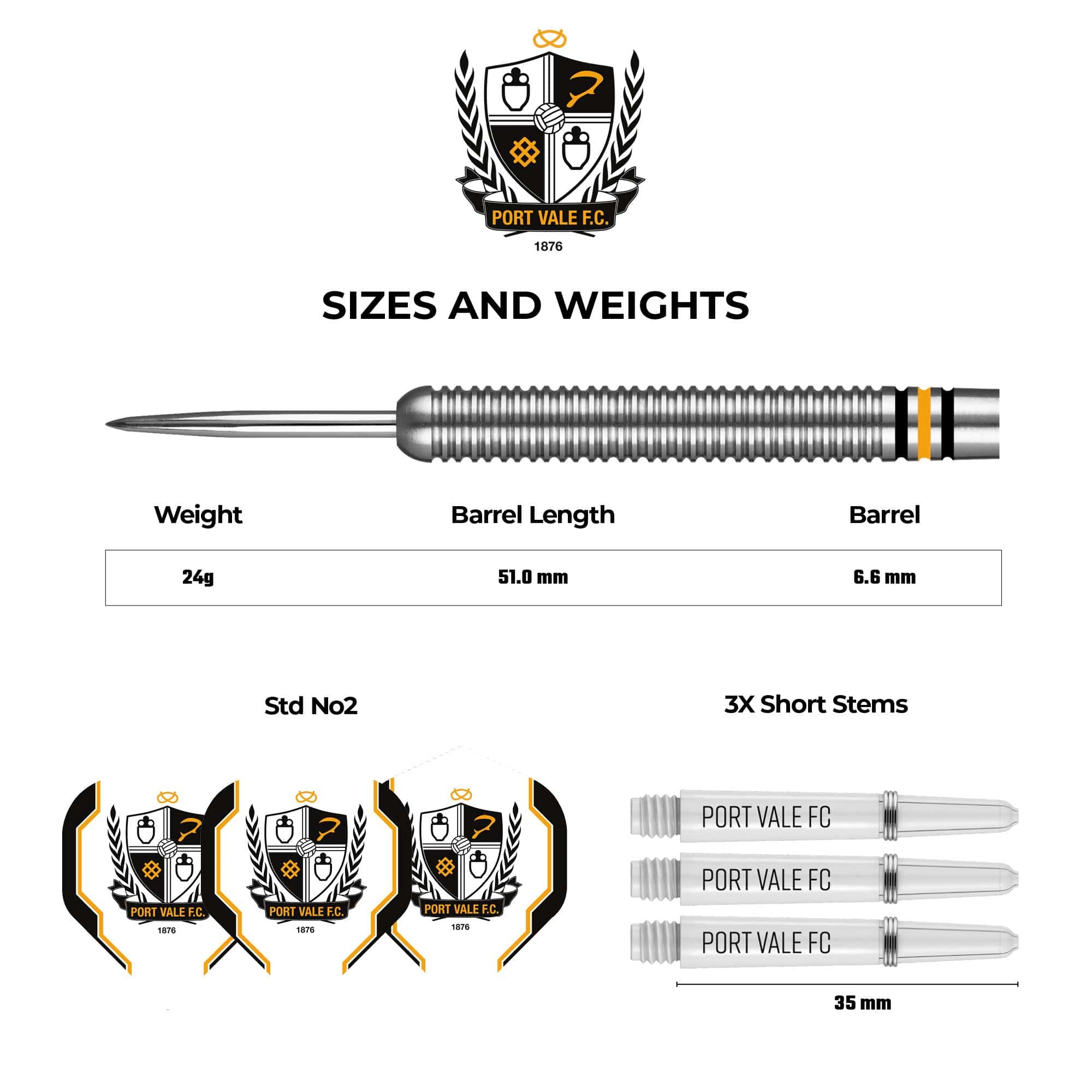 Port Vale FC - Official Licensed - The Valiants - Steel Tip Darts - Tungsten - 24g - Image 4