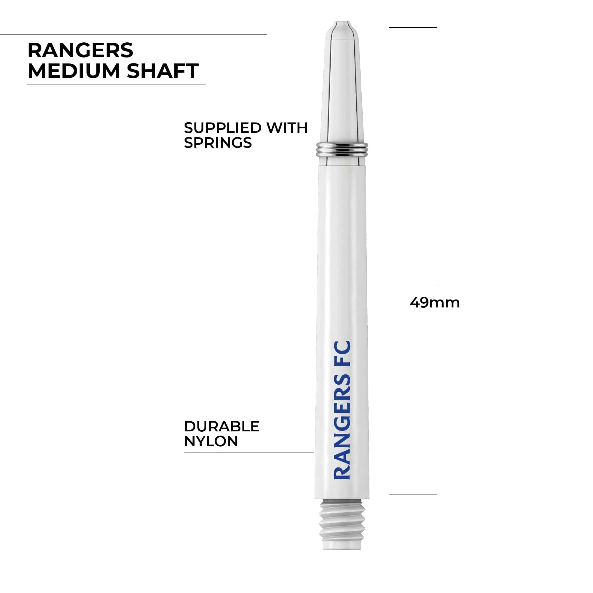 Rangers FC Nylon Shafts - Dart Stems with Springs - RFC Football - White - Image 5
