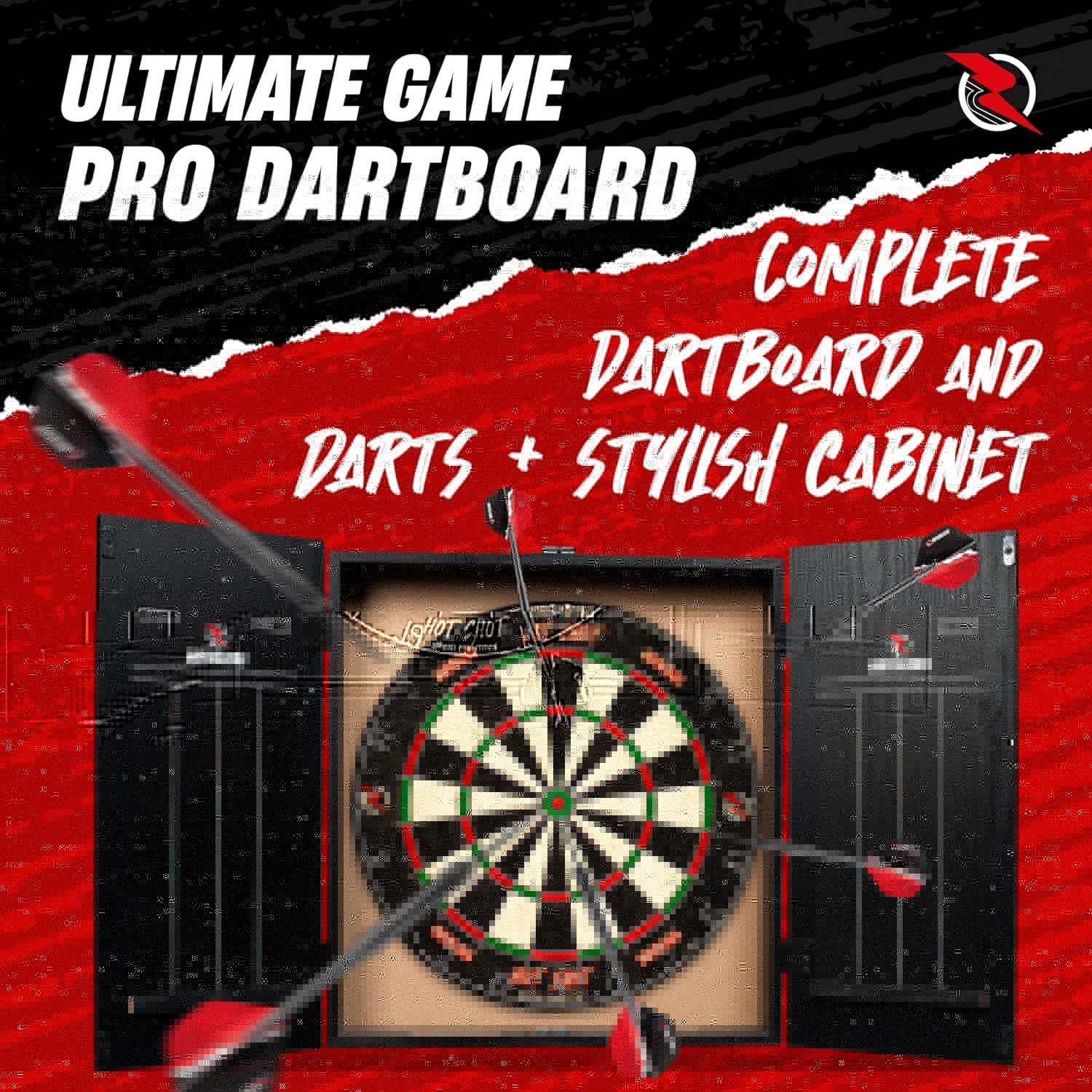 Ruthless Animal Home Darts Centre - Hotshot Dartboard in Cabinet - Eagle - Image 5