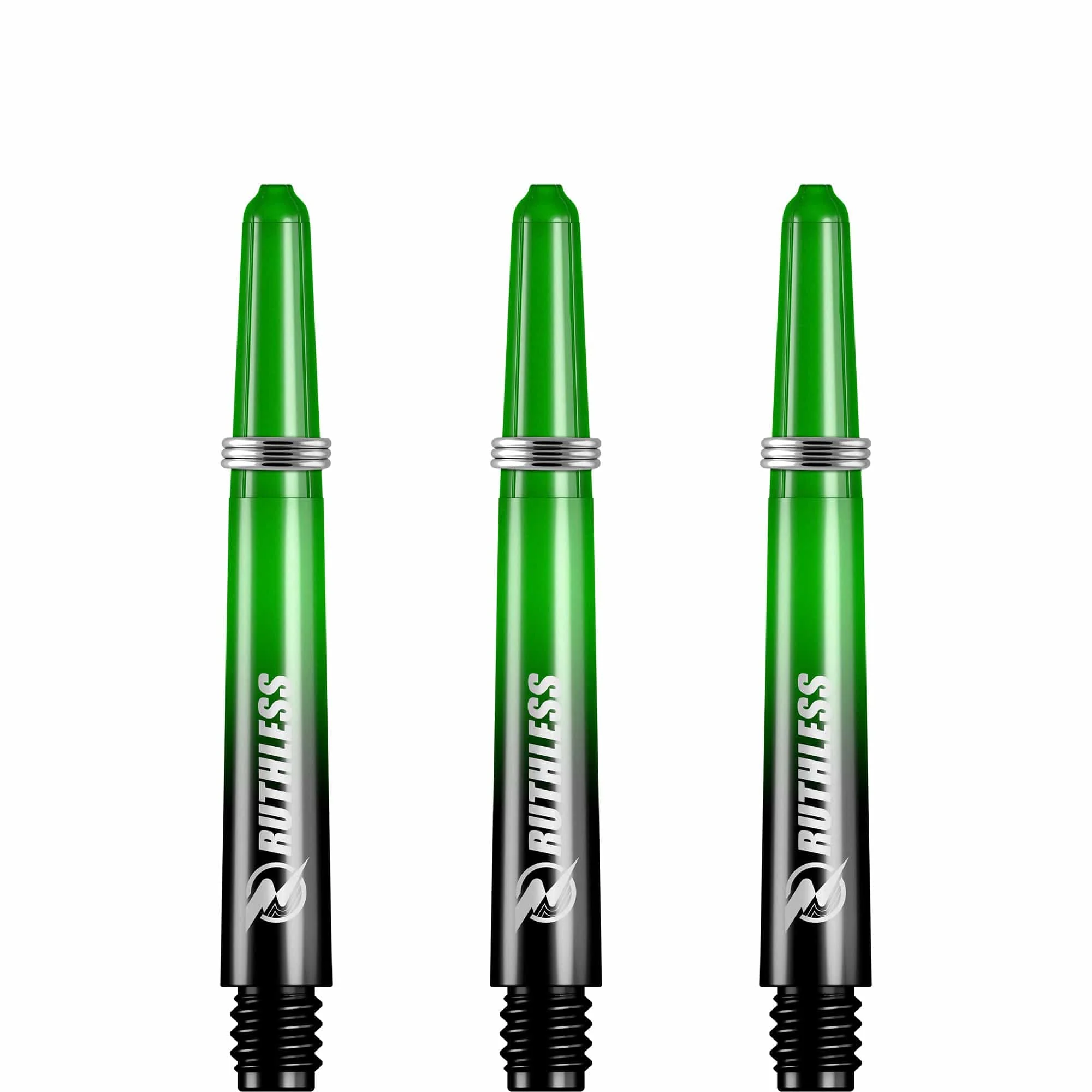 Ruthless Deflectagrip Dart Shafts - Two Tone - Polycarbonate Stems with Springs - Green - Image 3