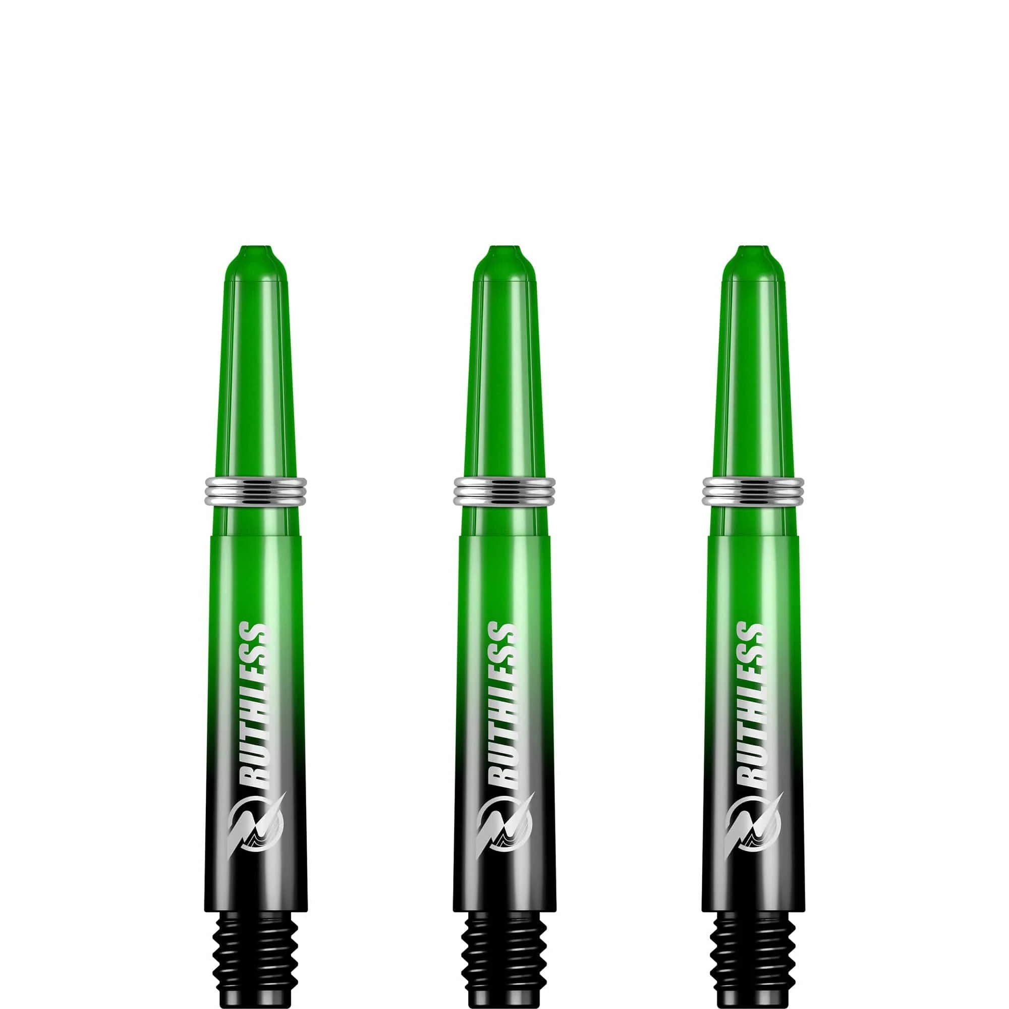 Ruthless Deflectagrip Dart Shafts - Two Tone - Polycarbonate Stems with Springs - Green - Image 4