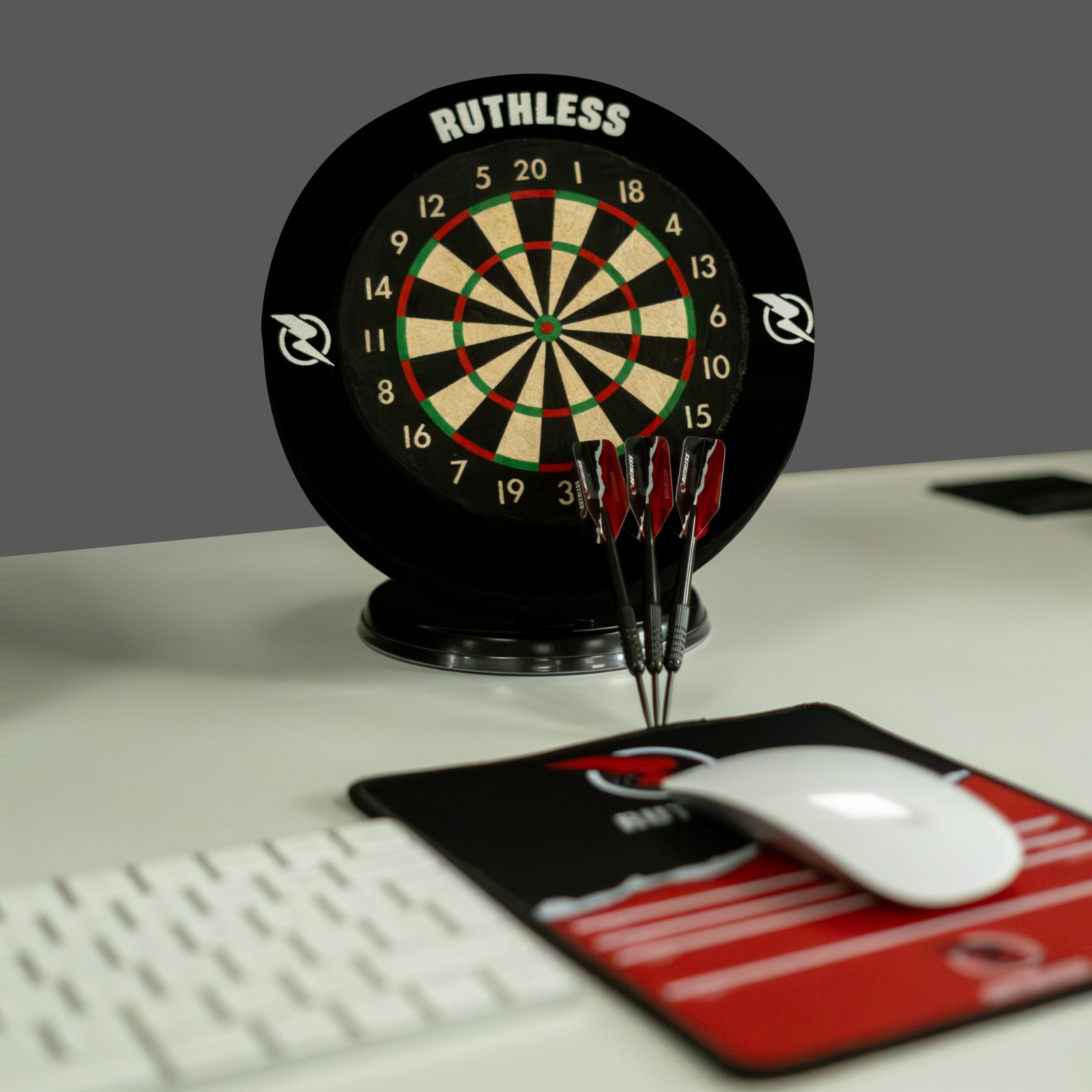 Ruthless Mini Desktop Dartboard - 6 Inch - Desk Version or Wall Mountable - Complete with Darts - Image 2