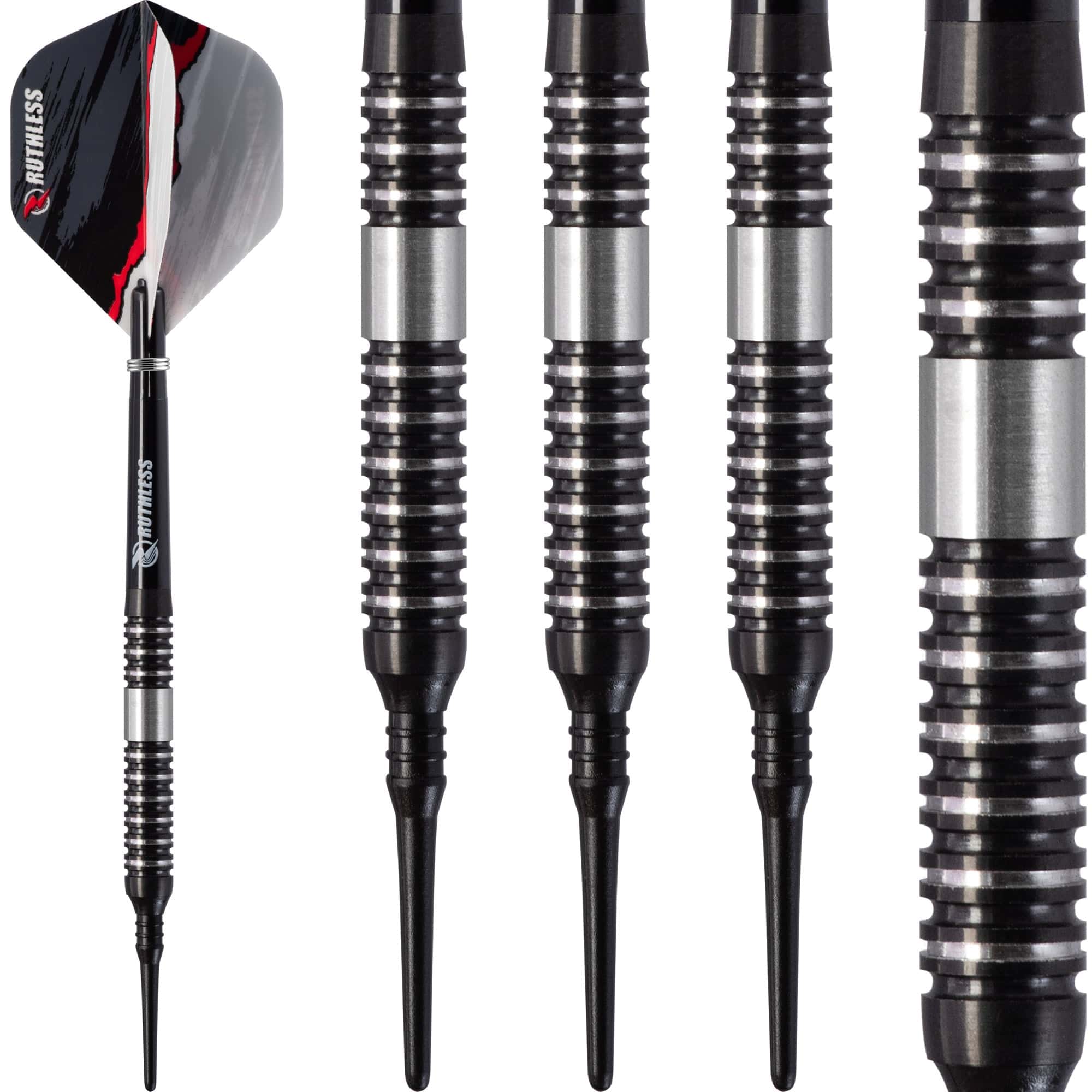 Ruthless Night Hawk Darts - Soft Tip Tungsten - BW 16.0g - Black - 18g - Image 3