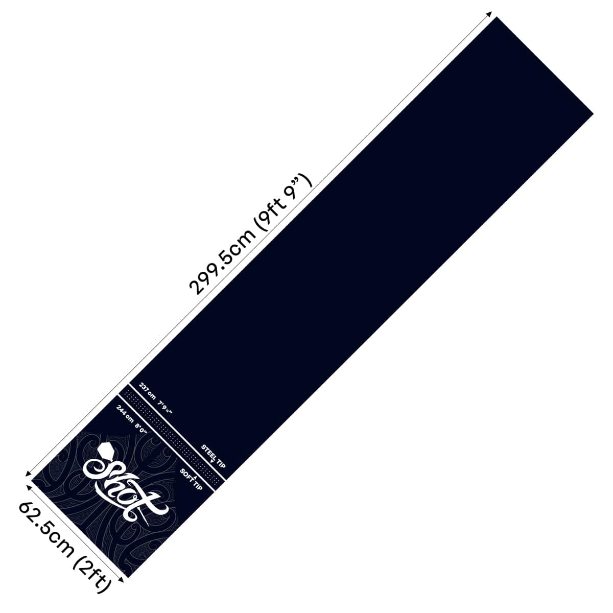 Shot Rubber Dart Mat - Heavy Duty - Floor Protection - 300cm x 60cm - Black - Image 2