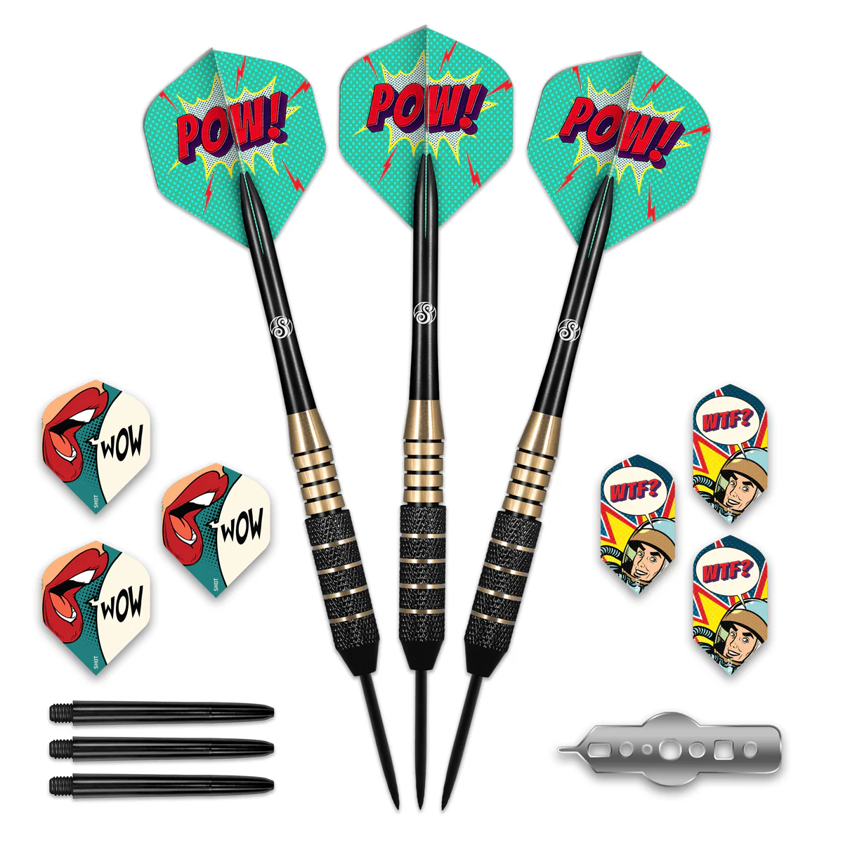 Shot Steel Tip Gift Pack - Darts, Flights, Stems & Case - 24g - Image 2
