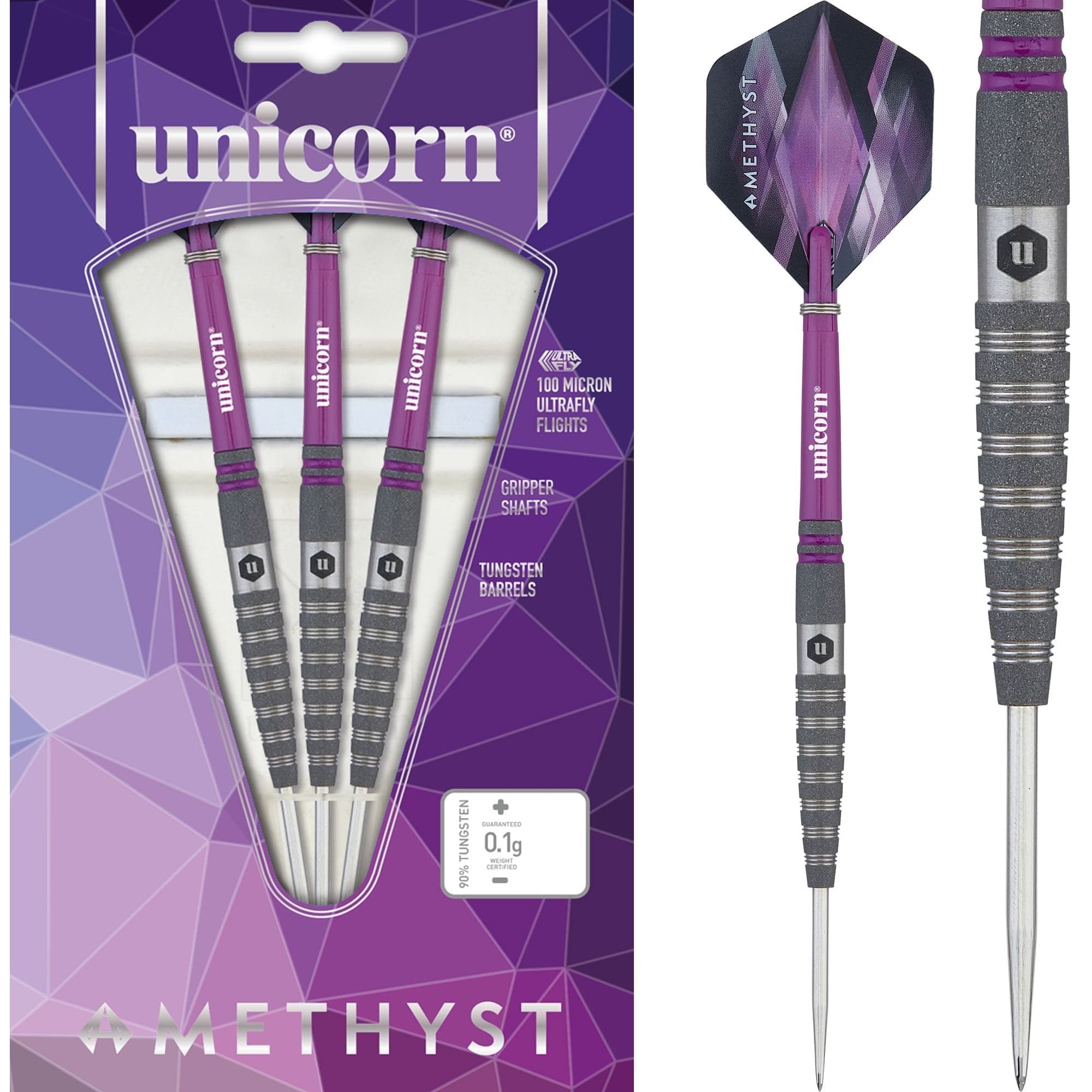 *Unicorn Amethyst Darts - Steel Tip - Utech - Style 4 - Sandblasted