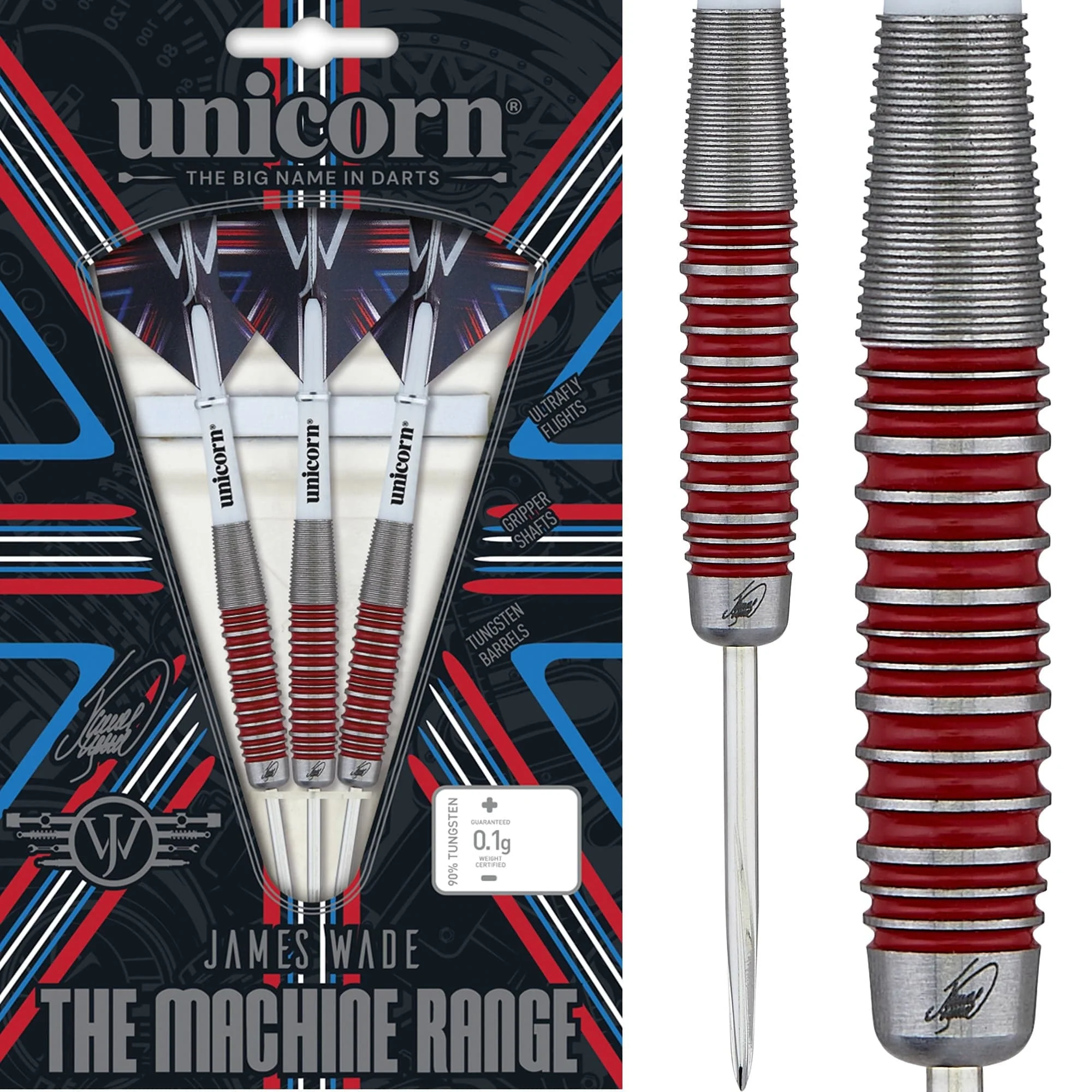 Unicorn James Wade Darts - Steel Tip - The Machine - Red Ringed - Image 2