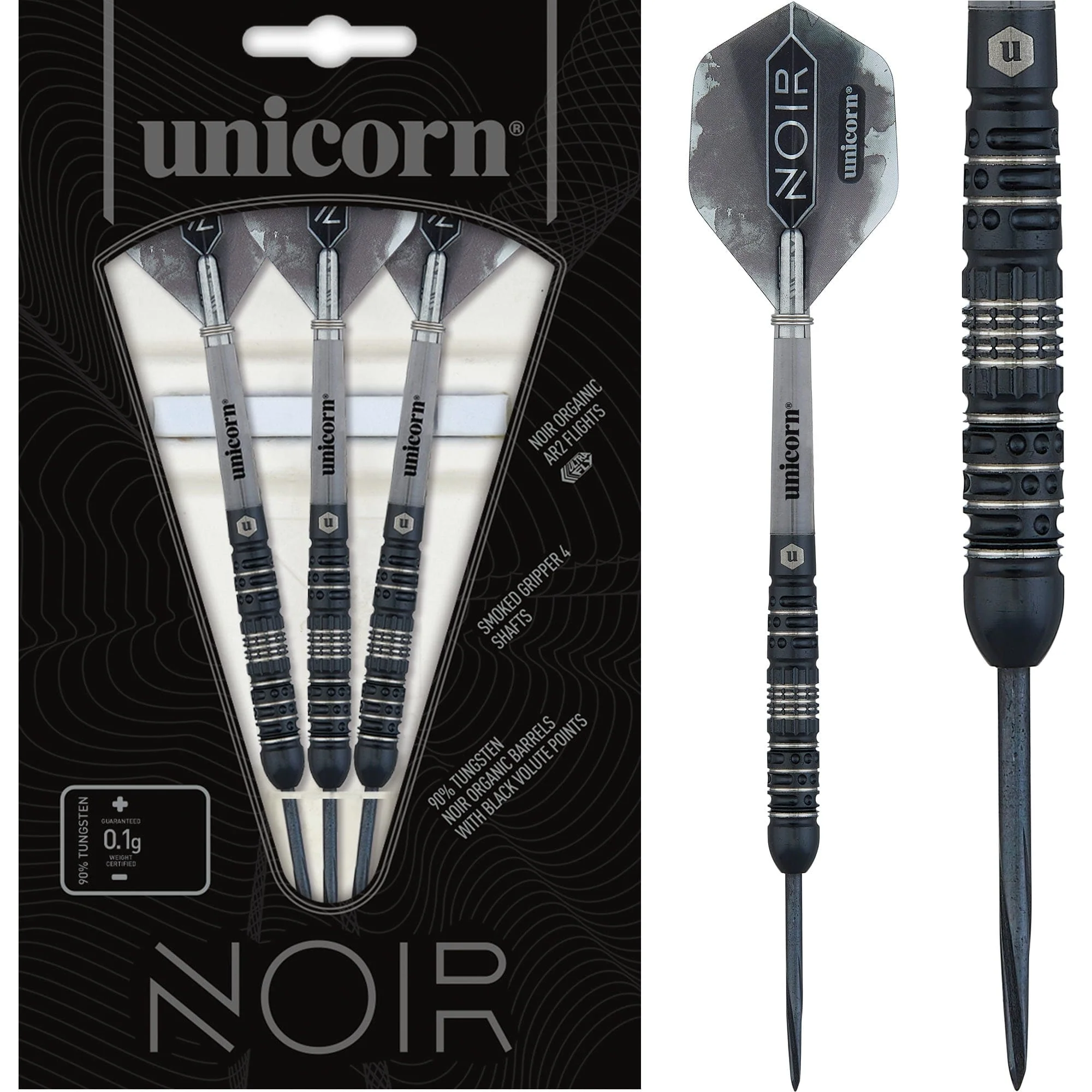 Unicorn Noir Darts - Style 4 - Steel Tip - Black - Code Design