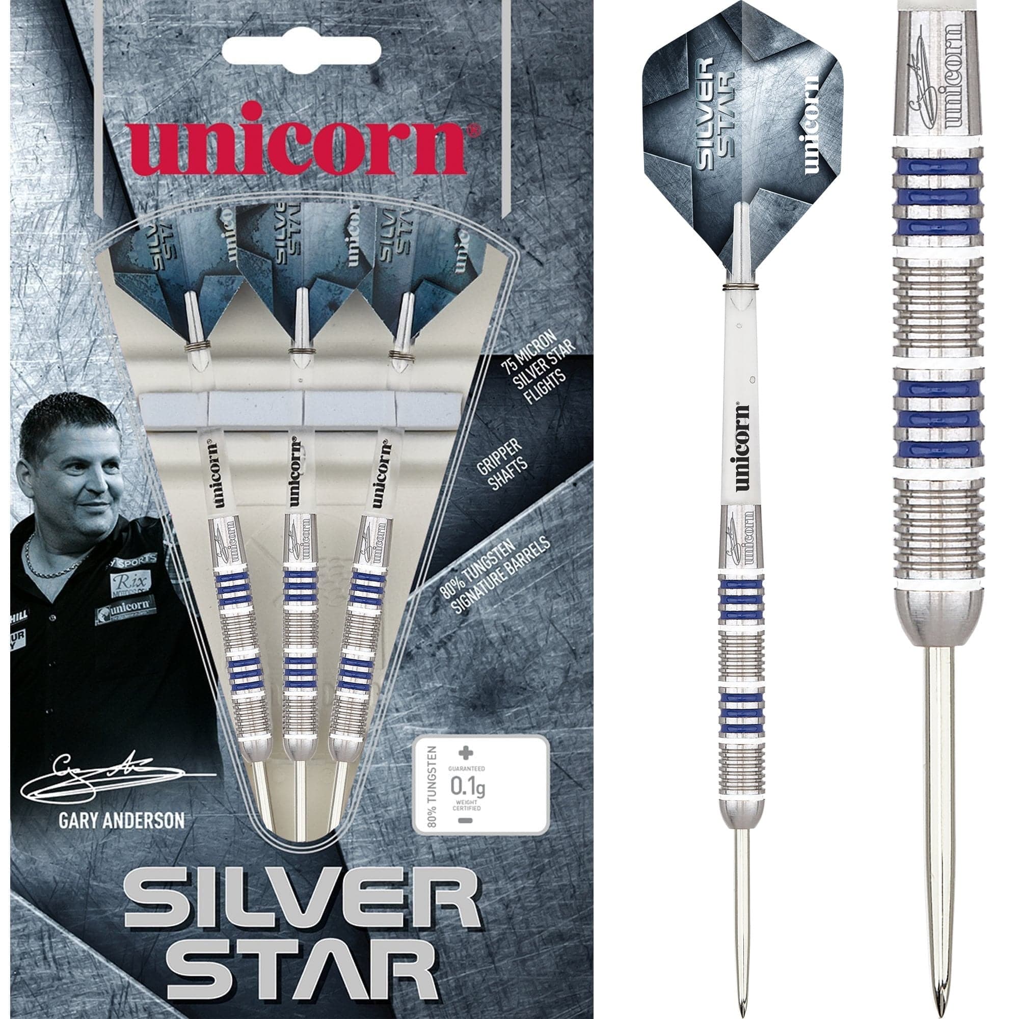 *Unicorn Silver Star Darts - Steel Tip - GA4 - Gary Anderson