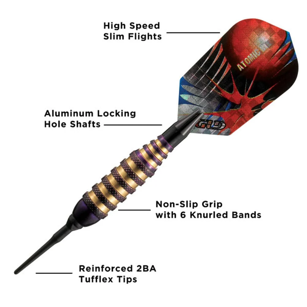 Viper Atomic Bee Darts - Soft Tip - Coated Alloy - Coloured Rings - Purple - Image 3