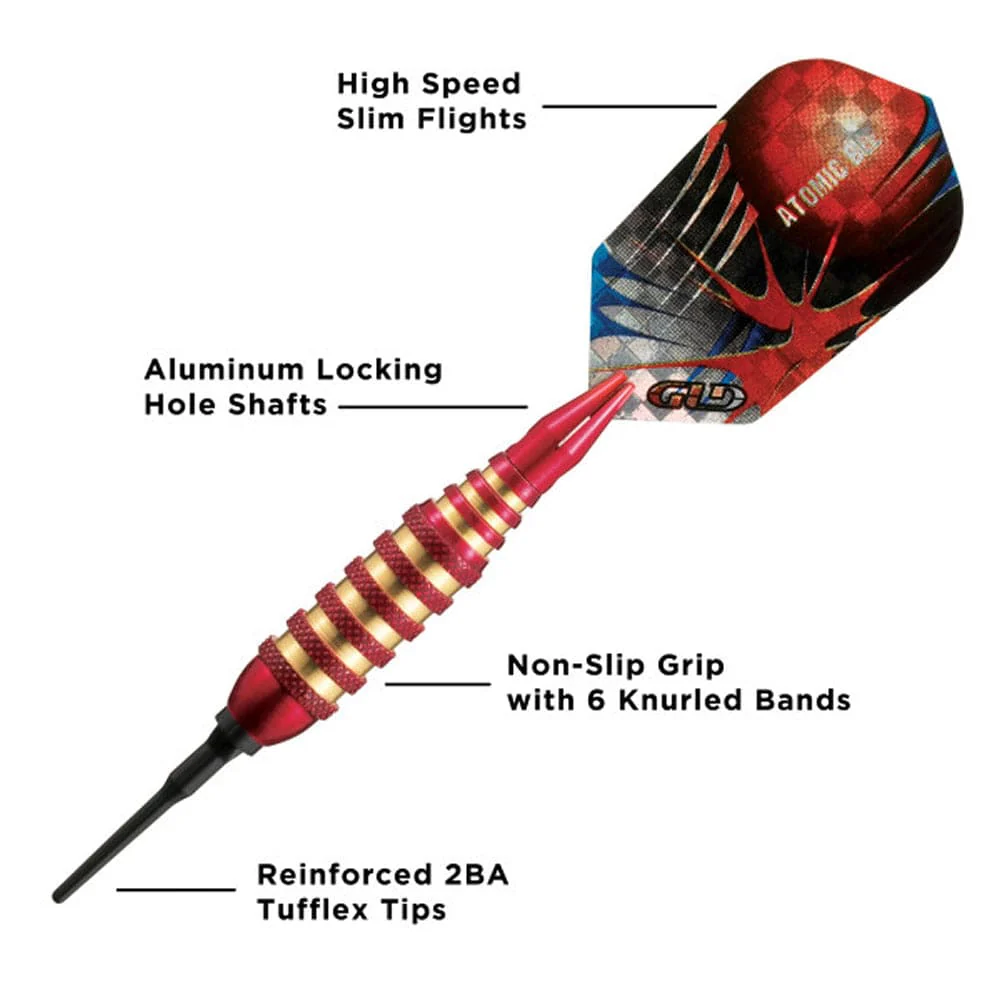 Viper Atomic Bee Darts - Soft Tip - Coated Alloy - Coloured Rings - Red - Image 3