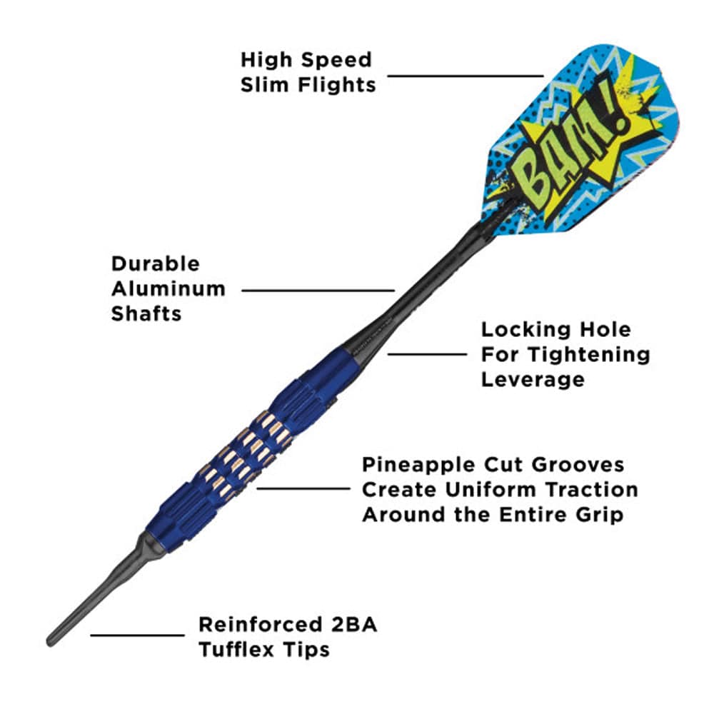 Viper Comix Darts - Soft Tip - Coated Alloy - Cut Grooves - inc Extras - Blue - Image 2