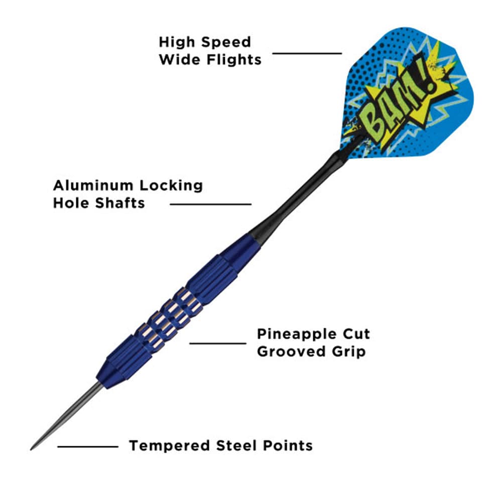 Viper Comix Darts - Steel Tip - Coated Alloy - Cut Grooves - inc Extras - Blue - Image 2