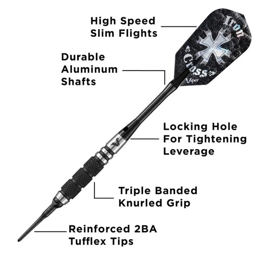 Viper Desperado Darts - Soft Tip - 80% - inc Extras - D1 - Tri-Knurl - Black - Image 3