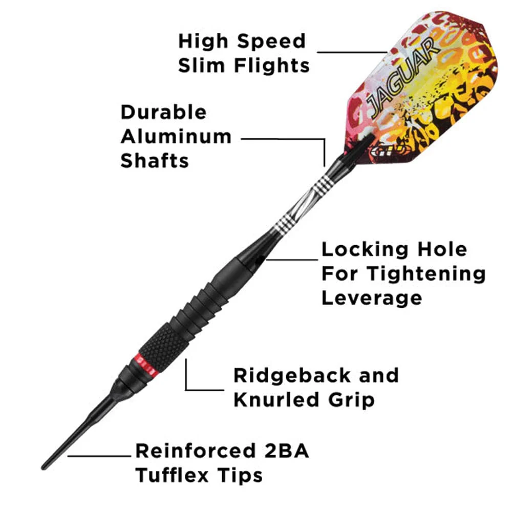 Viper Jaguar Darts - Soft Tip - 80% - inc Extras - J1 - Front-Knurl - Black - Image 2