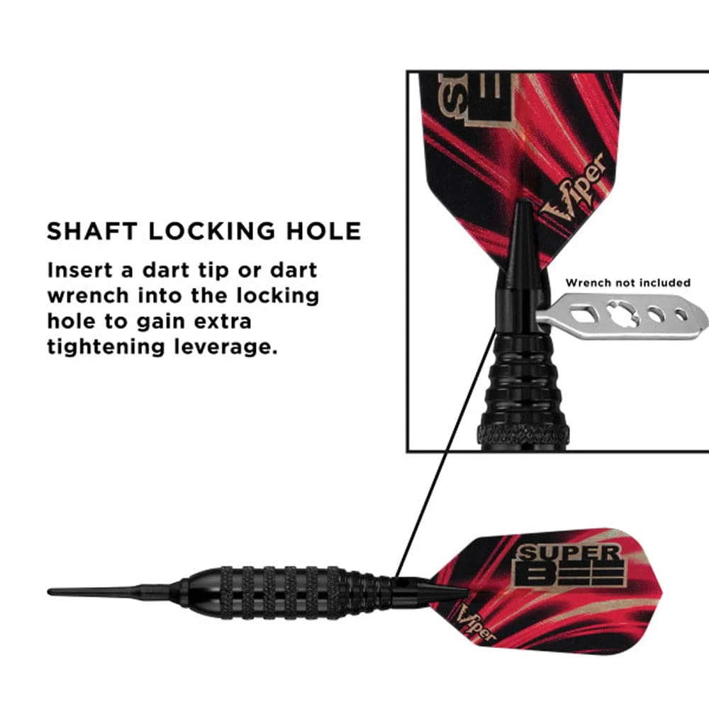 Viper Super Bee Darts - Soft Tip - Black Alloy - Knurled Rings - Black - Image 4