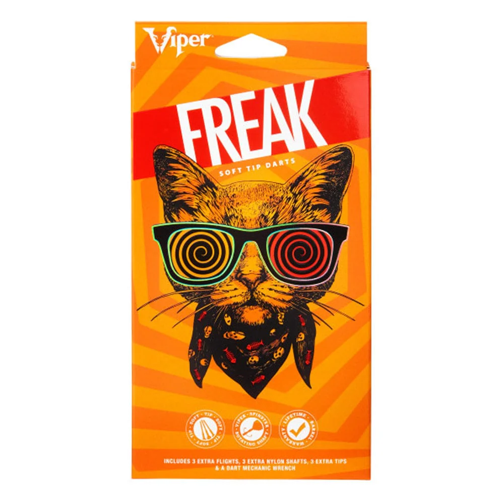 Viper The Freak Darts - Soft Tip - Nickel Silver - with Spinster Shafts - F3 - Black Knurl - Image 7