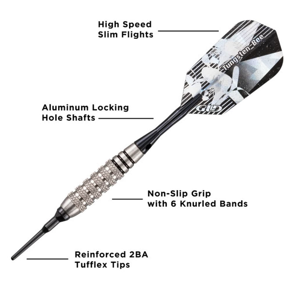 Viper Tungsten Bee Darts - Soft Tip - 80% - Knurled Rings - inc Extras - Natural - Image 2