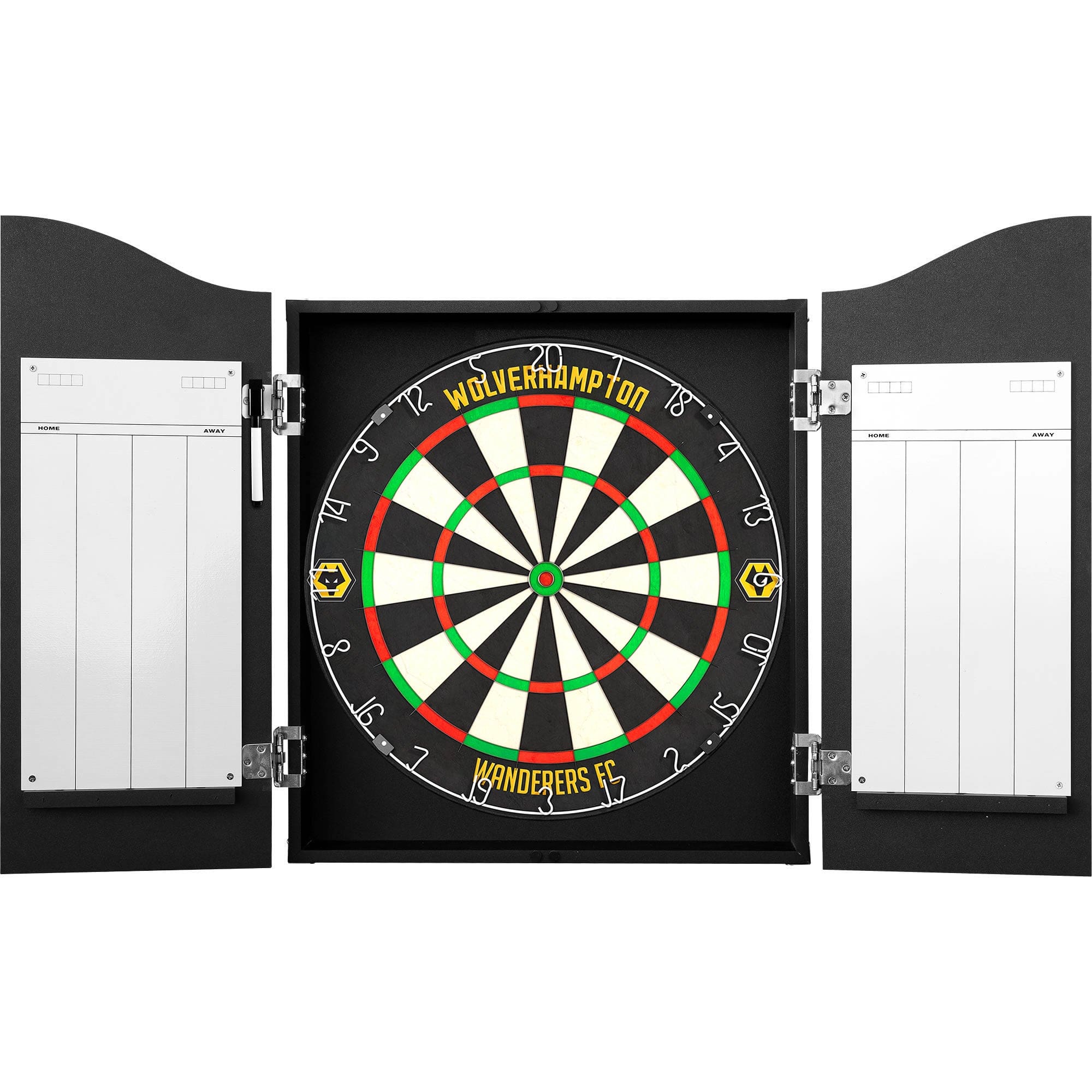 Wolverhampton Wanderers FC Dartboard Cabinet - Official Licensed - C2 - Wolves - Black - Repeat Crest - Image 5